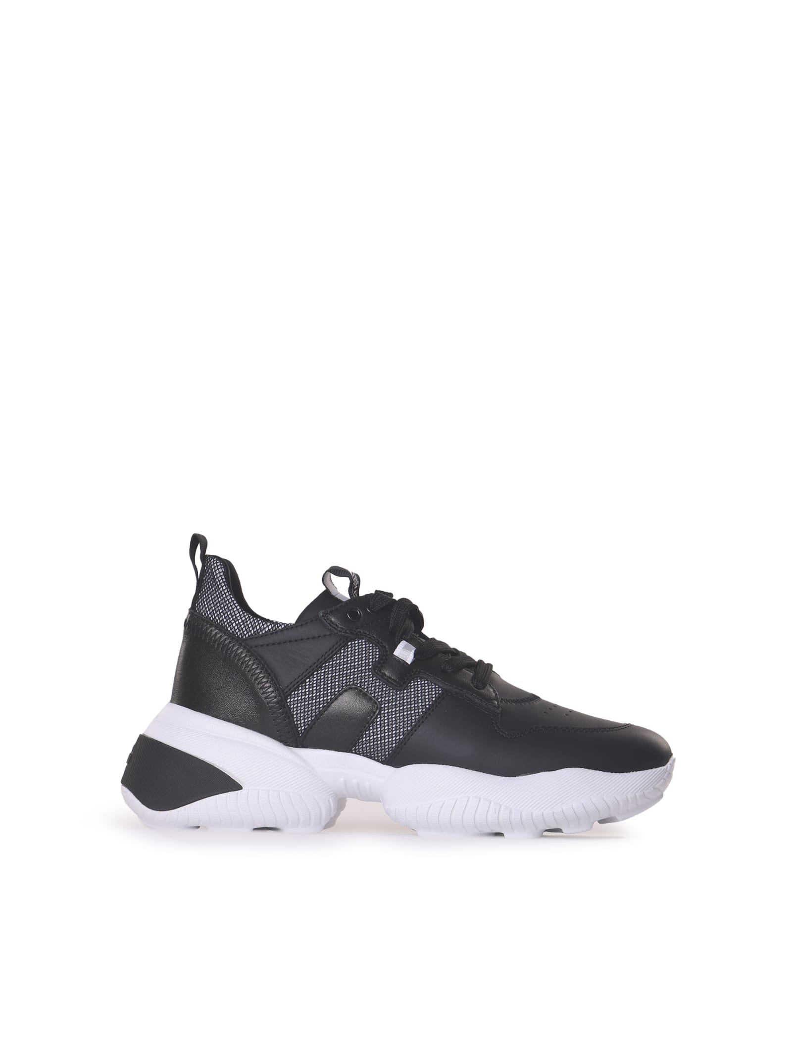 Shop Hogan Interaction Sneakers In Leather In Black