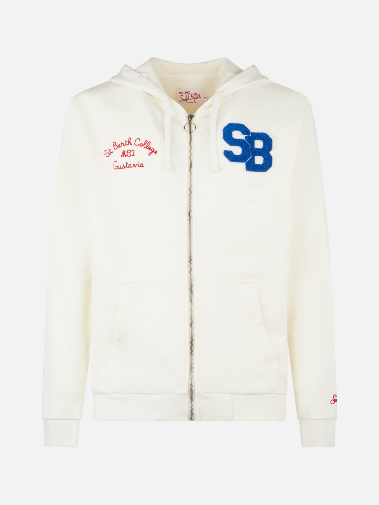 Mc2 Saint Barth Man Cotton Sweatshirt With Patch And Embroidery