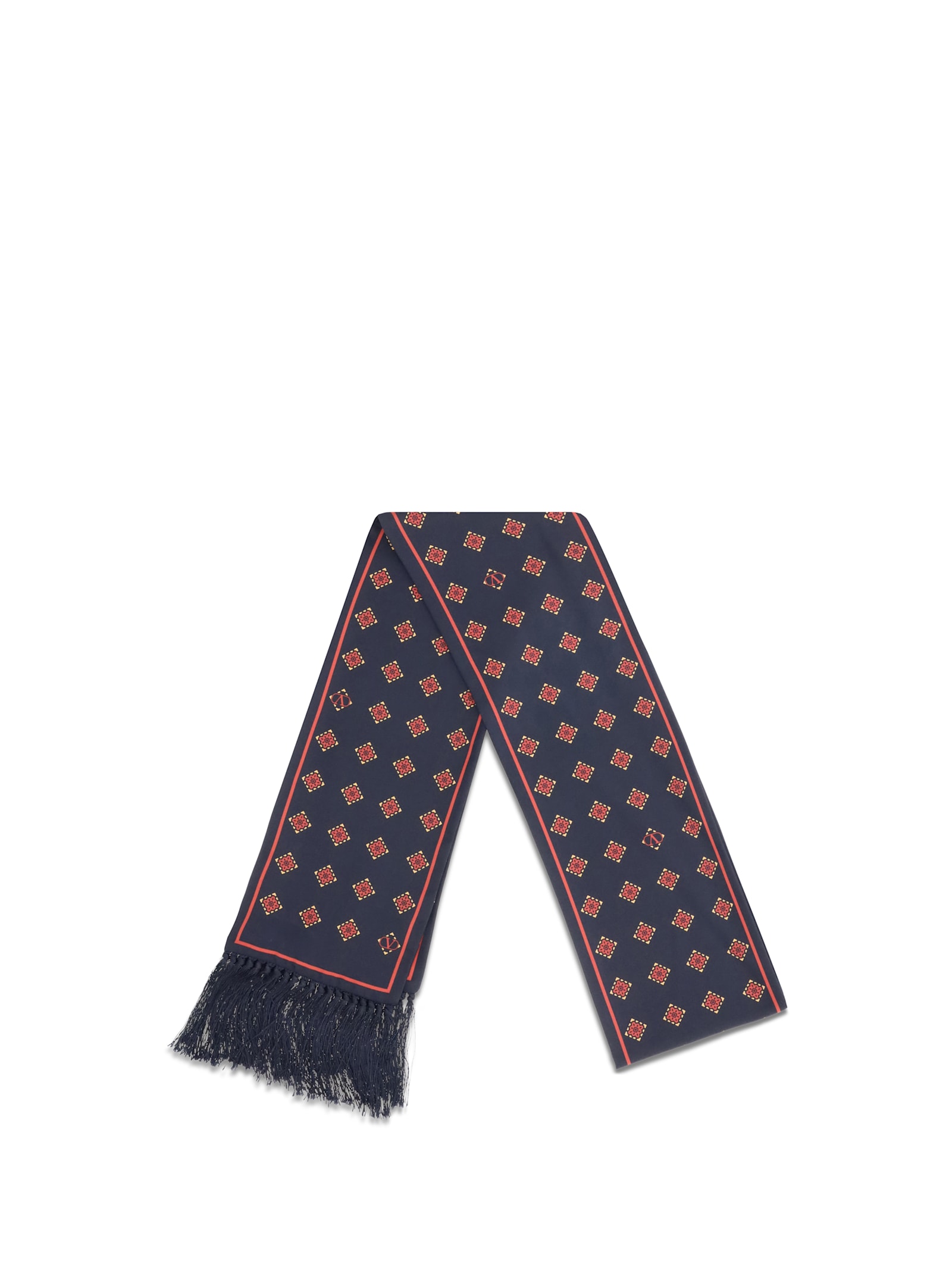 Valentino Modern Silk Scarf Featuring Geometric Pattern In Blue