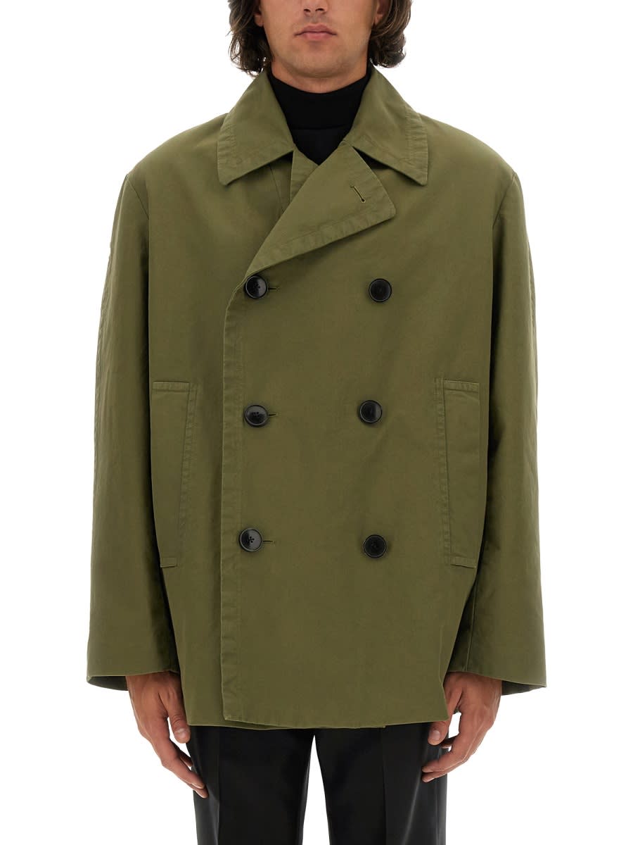 Shop Dries Van Noten Double-breasted Coat In Military Green