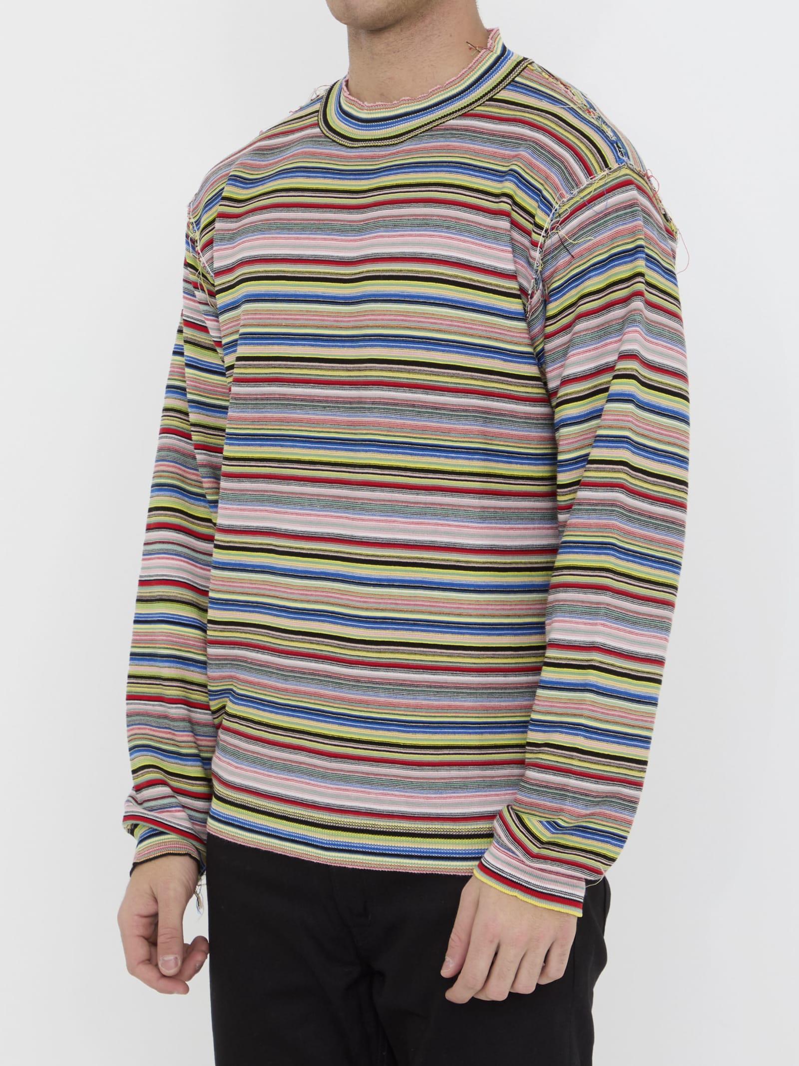 Shop Maison Margiela Striped Top In Red/blue
