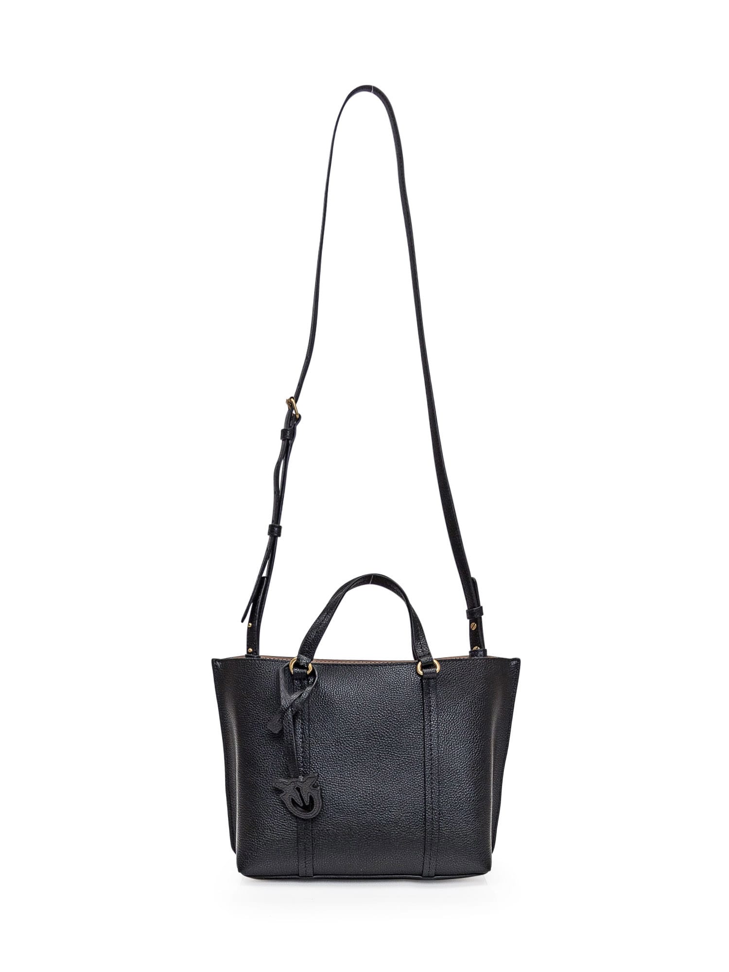 Shop Pinko Leather Shopper Bag In Black