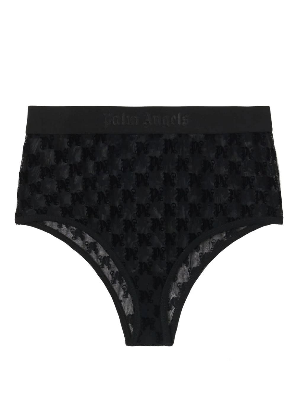 Black High Waist Briefs With Monogram