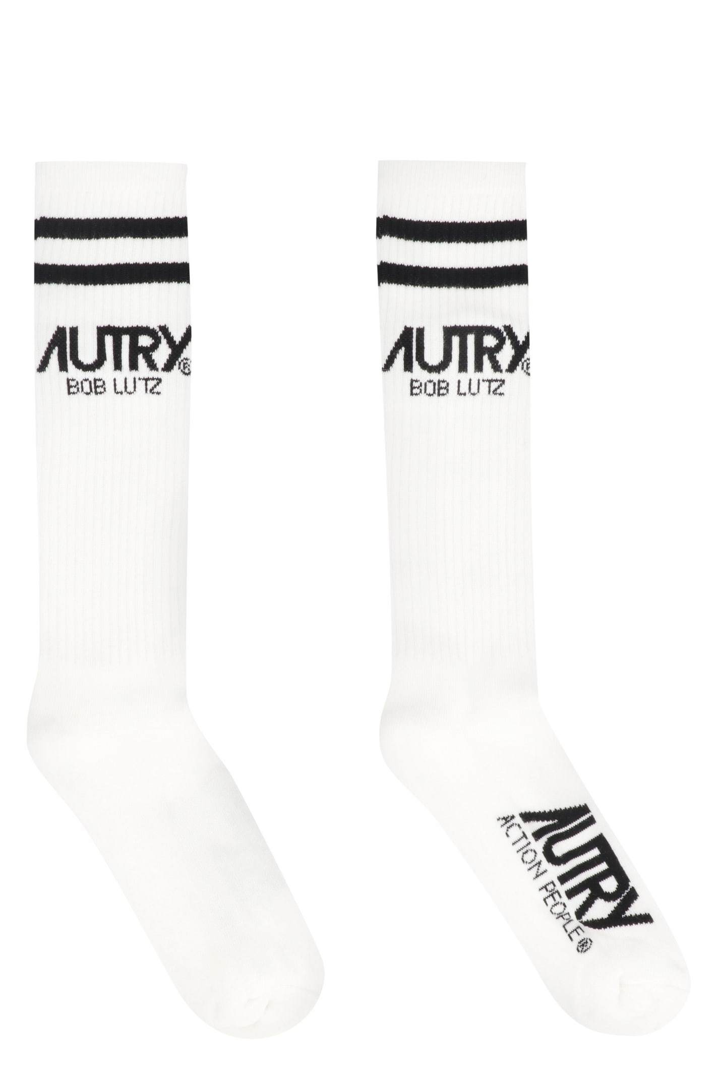 Shop Autry Logo Cotton Blend Socks In Bianco
