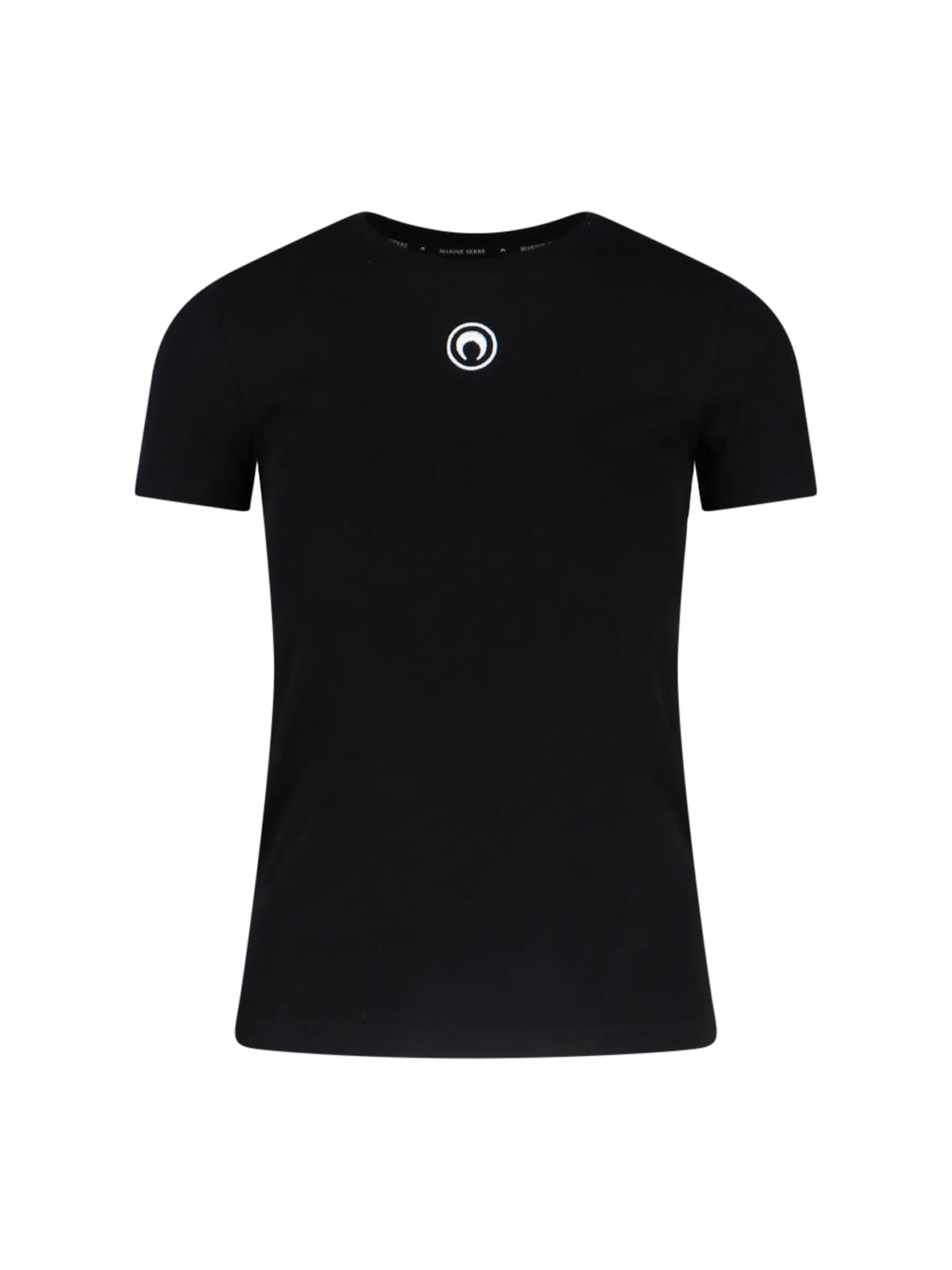Marine Serre Moon Logo Crop T-shirt In Black