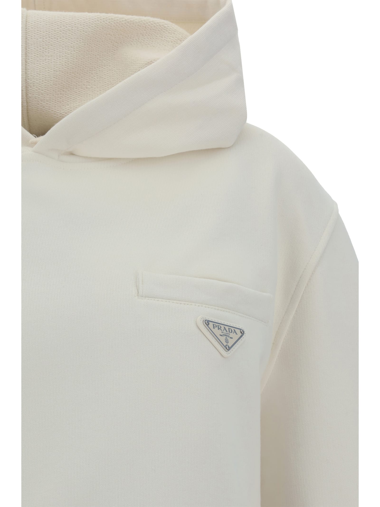 Shop Prada Hoodie In Naturale