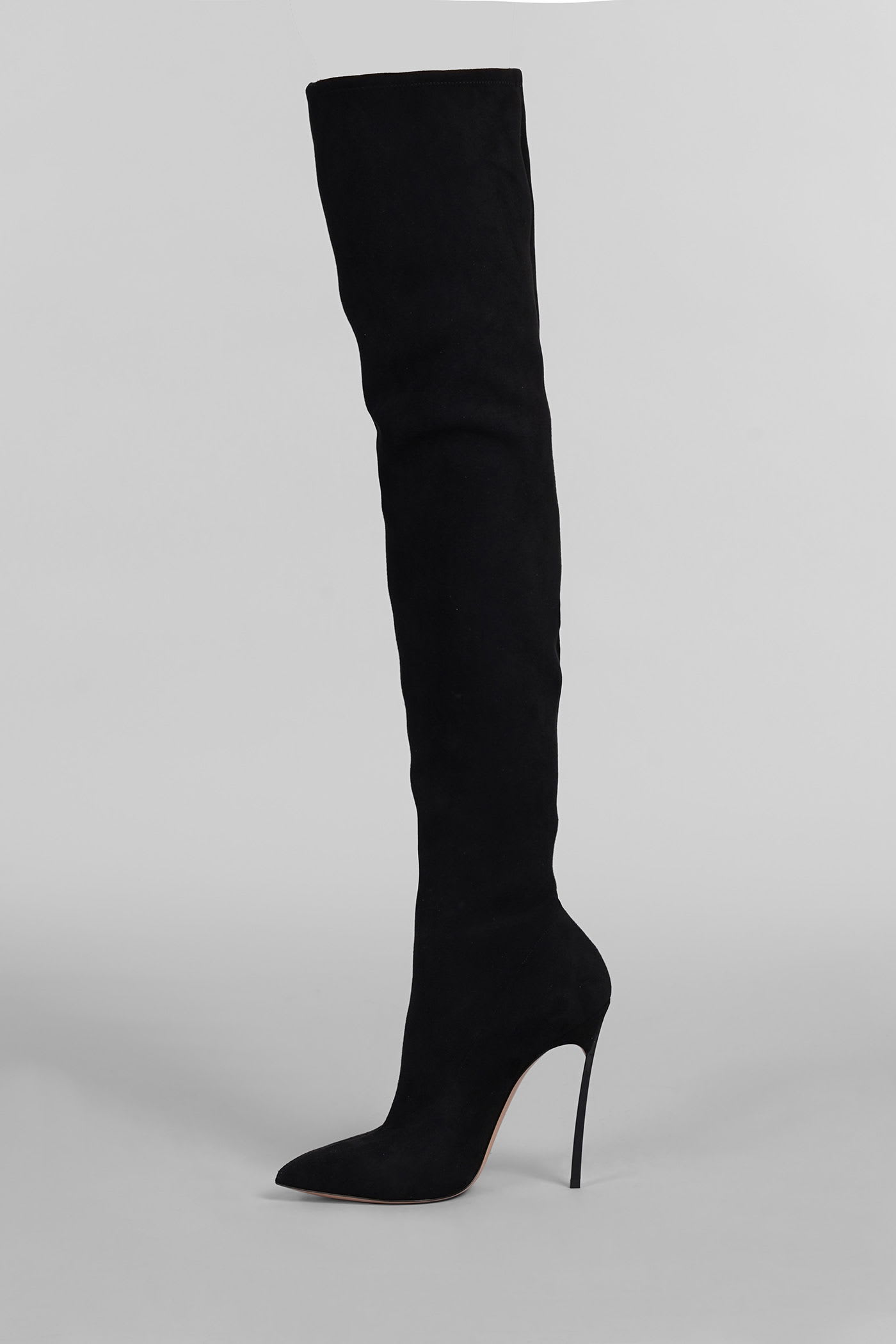 Casadei Blade High Heels Boots In Black Suede In Black