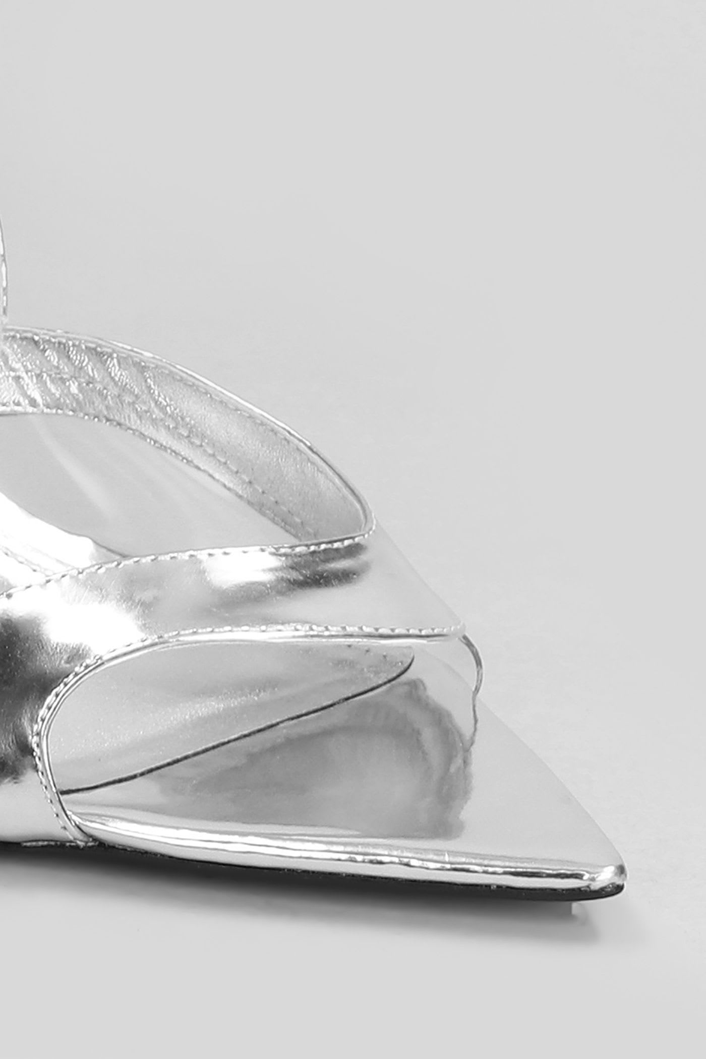 Shop Schutz Ruber Mid Sandals In Silver Leather