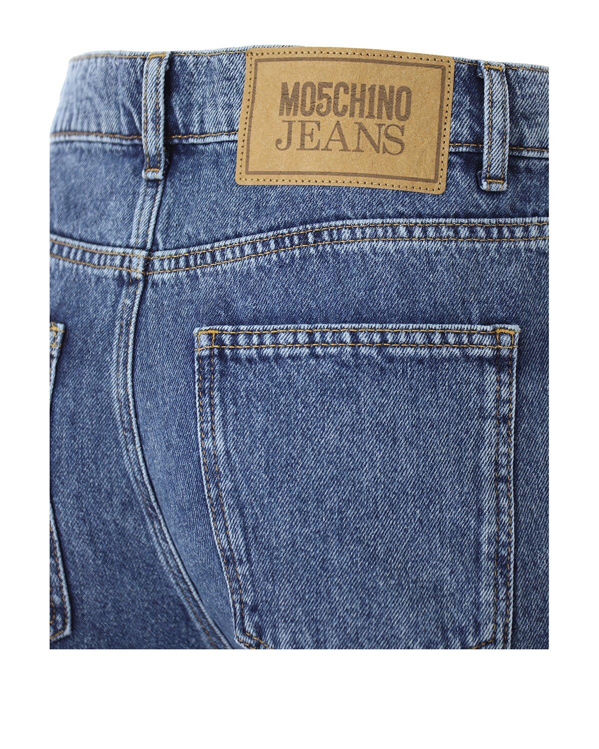 Shop Moschino Jeans Straight Leg Washed Denim Jeans In Fantasia Blu