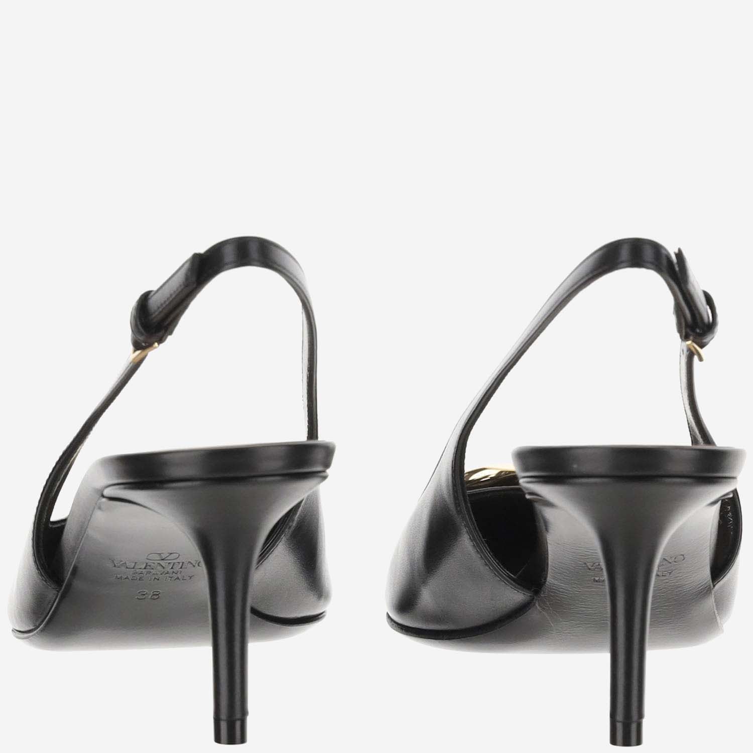 Shop Valentino Vlogo The Bold Edition Slingback Décolleté In 60mm Calf Leather In Black