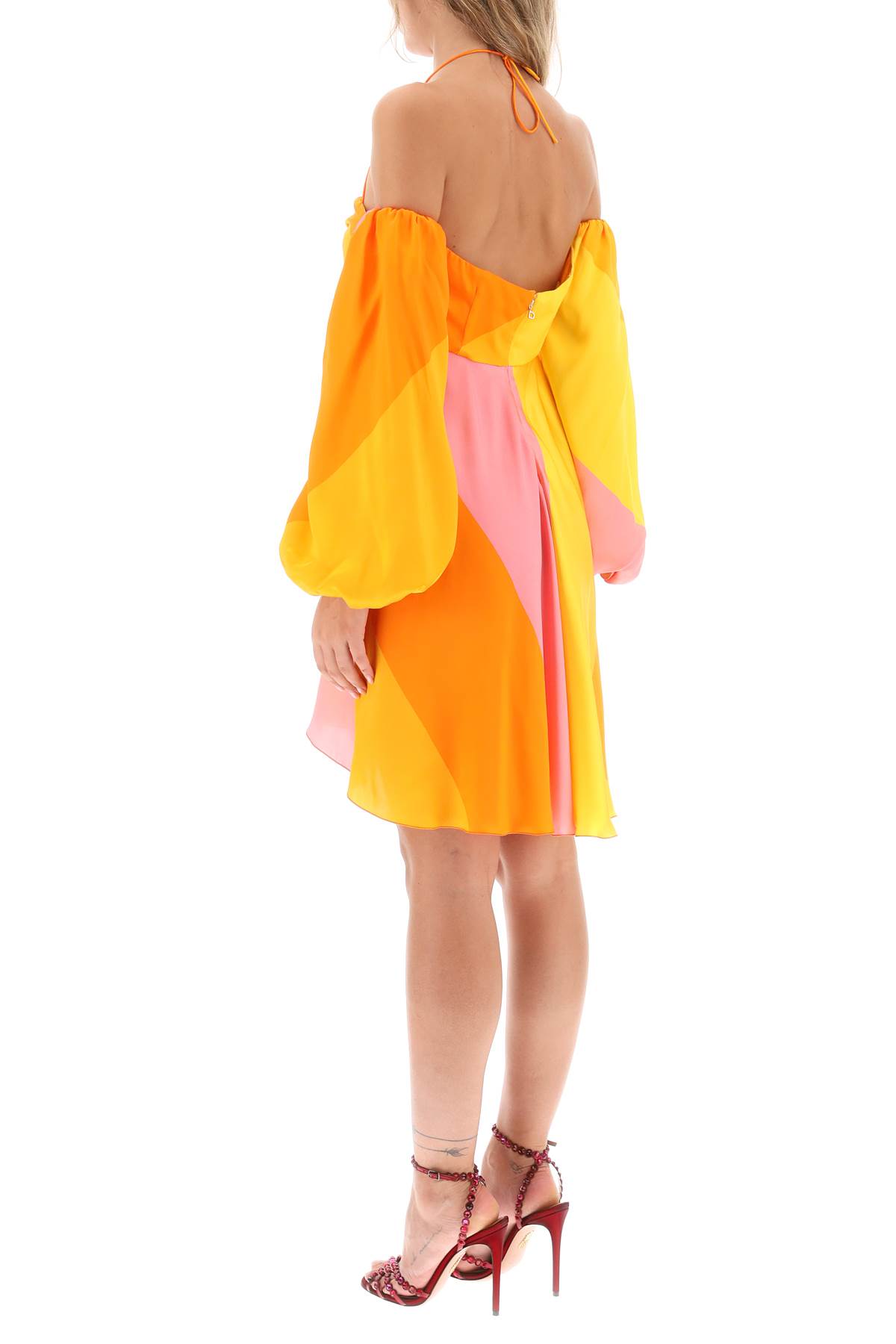 Shop Raquel Diniz Andressa Silk Satin Mini Dress In Pink Shades (orange)