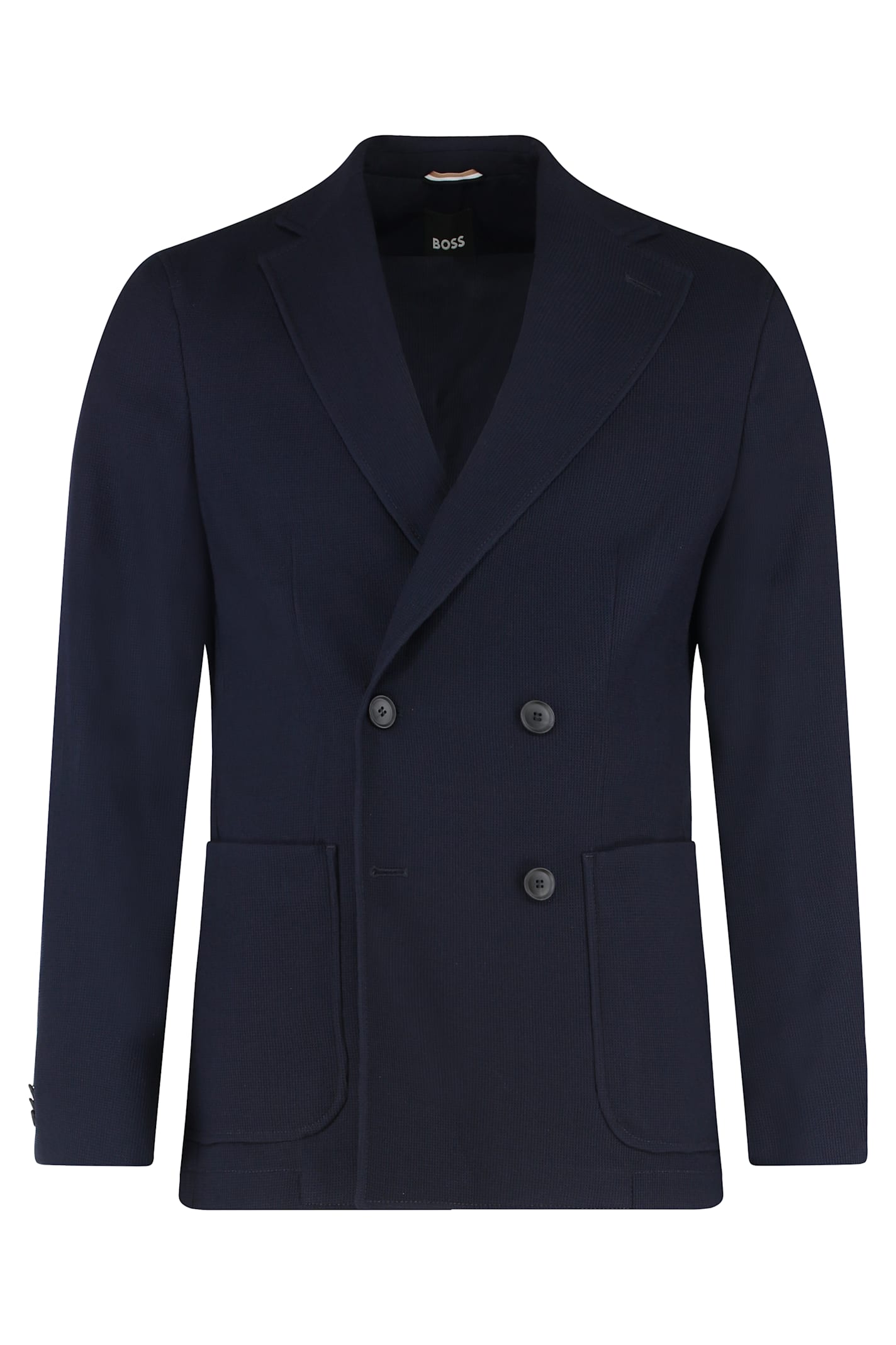 Hugo Boss Boss Double-breasted Wool Jacket In Blue
