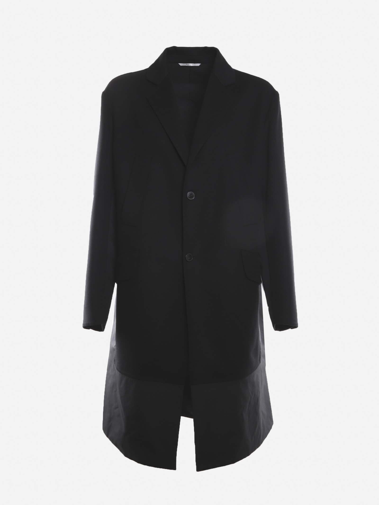 Valentino Wool And Cashmere Coat With Nylon Inserts