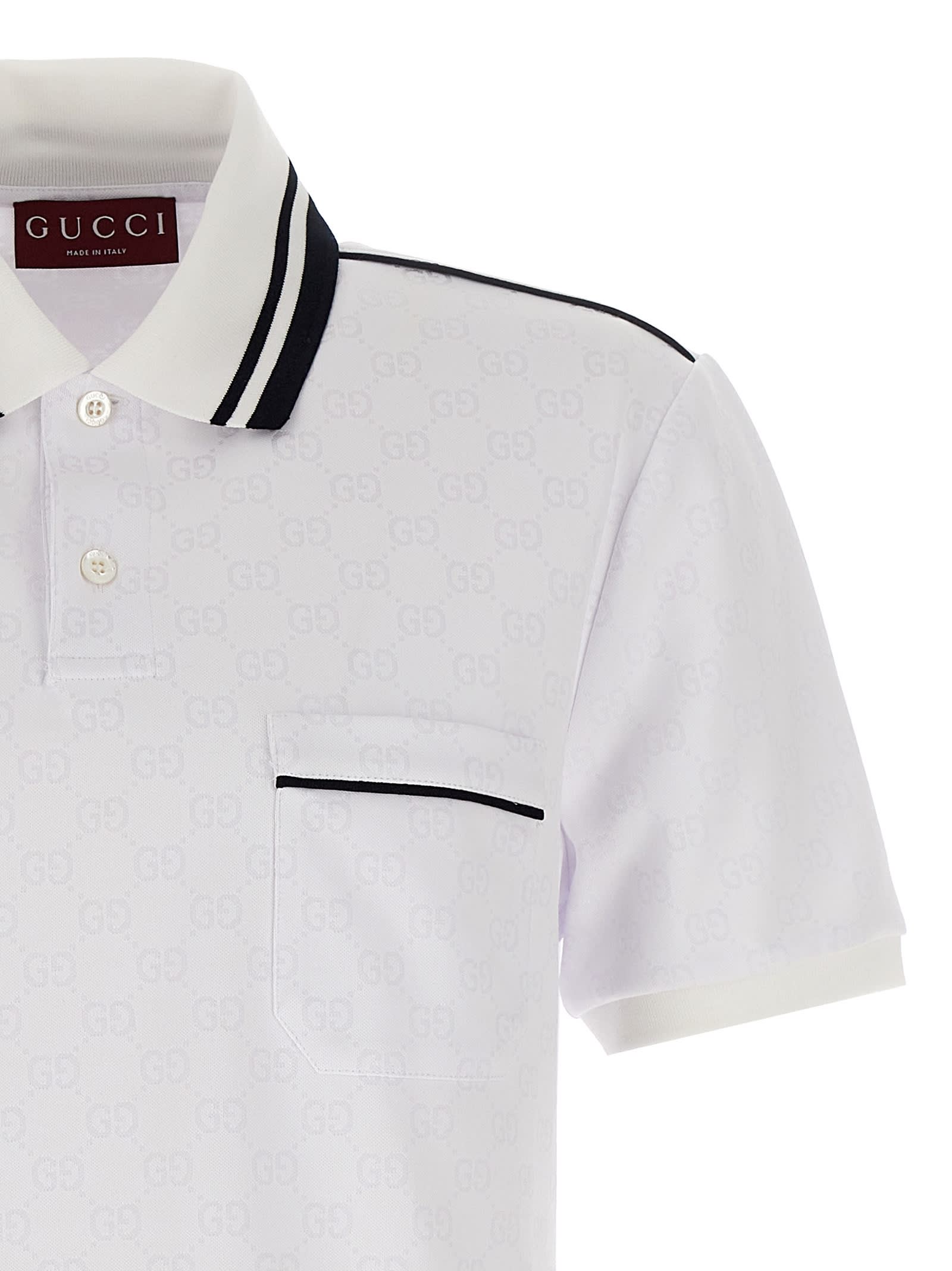 Gucci Men Gg Jacquard Polo Shirt