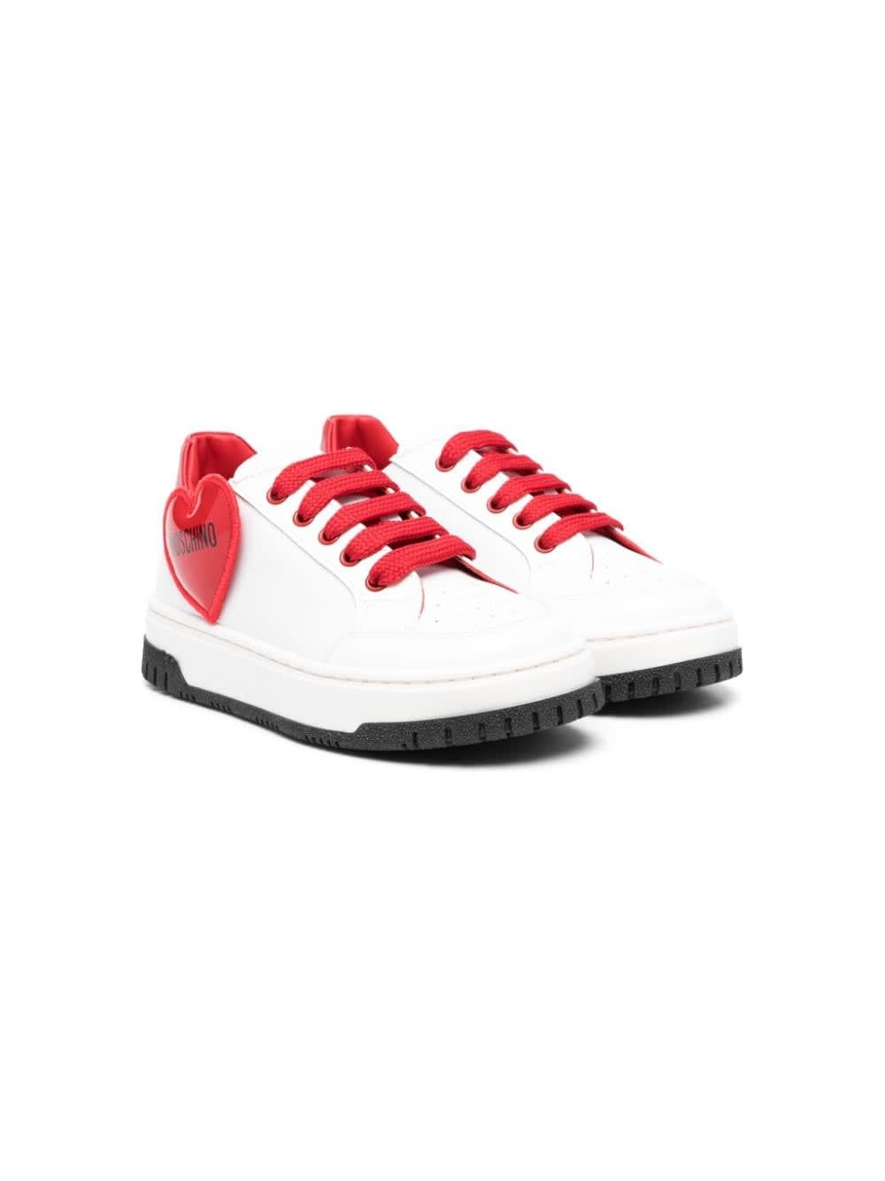 Moschino Kids' Sneakers With Application In White