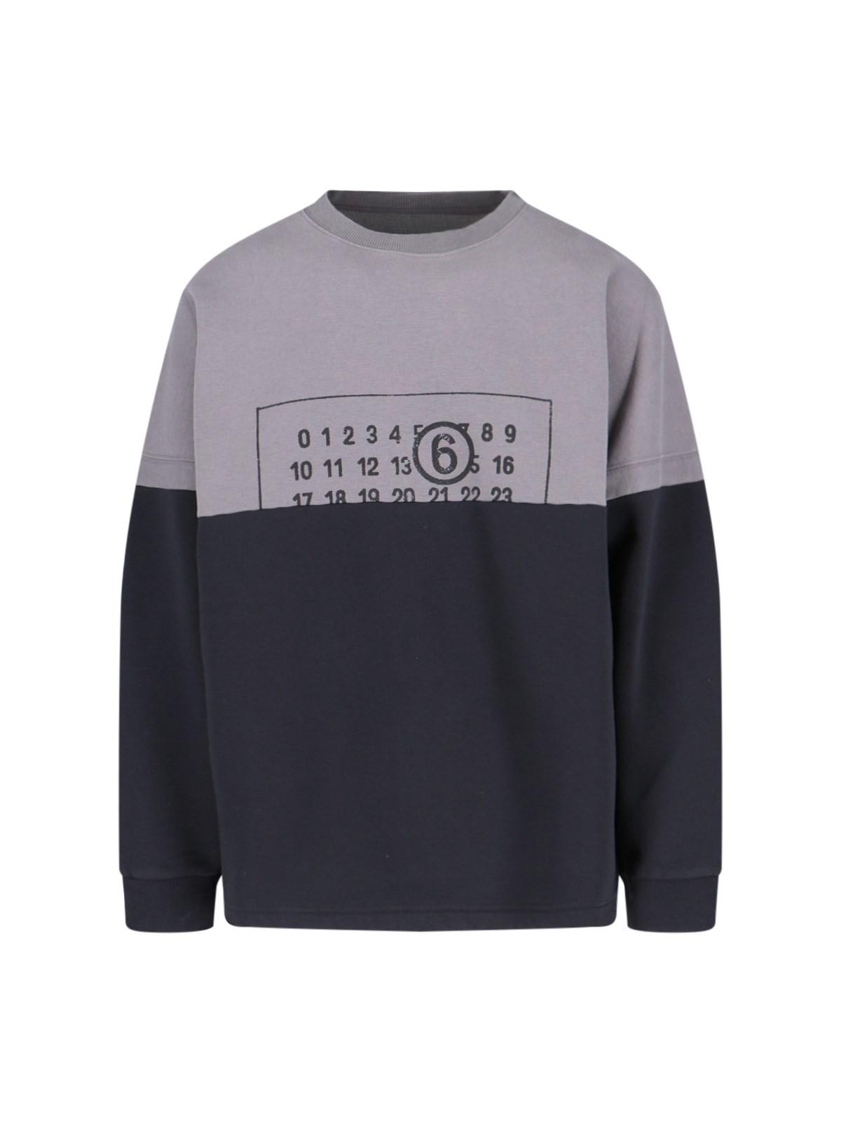 Shop Mm6 Maison Margiela Logo Crewneck Sweatshirt In Grey