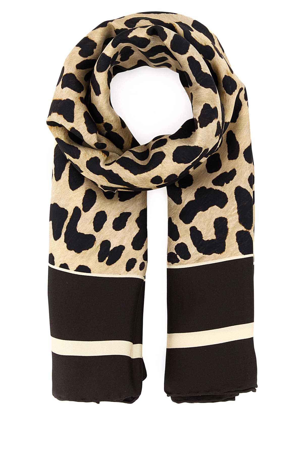 Valentino Animal Print Silk Foulard With Contrast Border