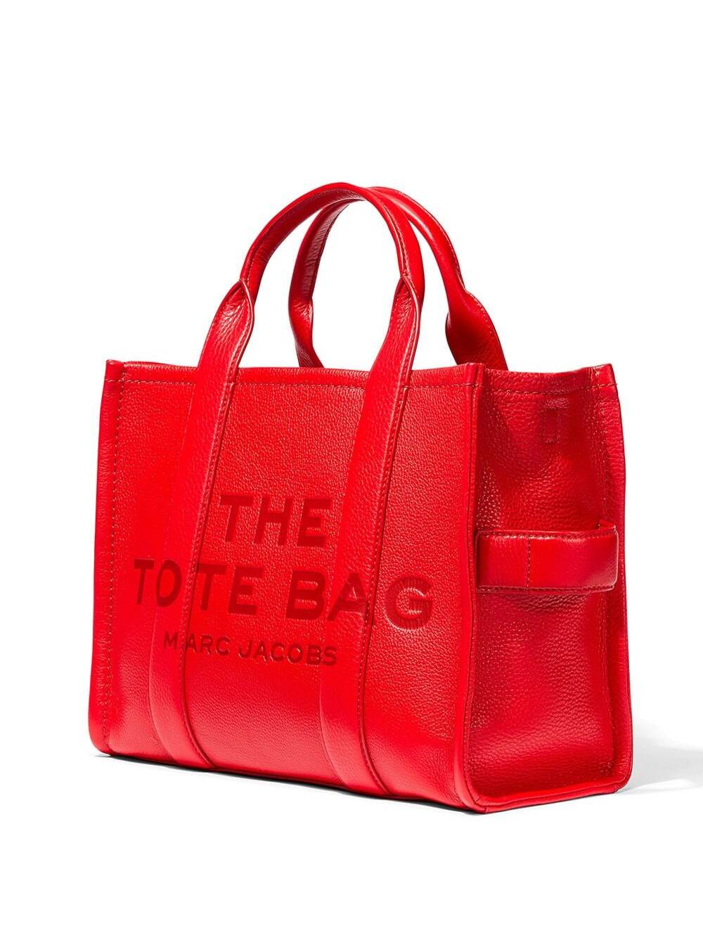 Shop Marc Jacobs The Tote Bag Medium Red Bag With Logo In Grained Leather Woman