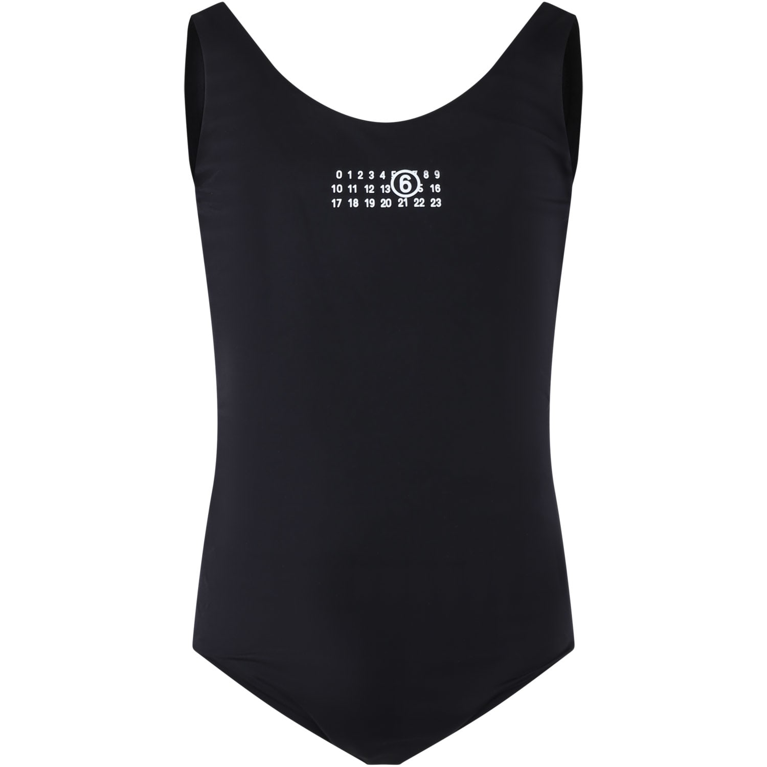 Mm6 Maison Margiela Kids' Black Swimsuit For Girl With Logo