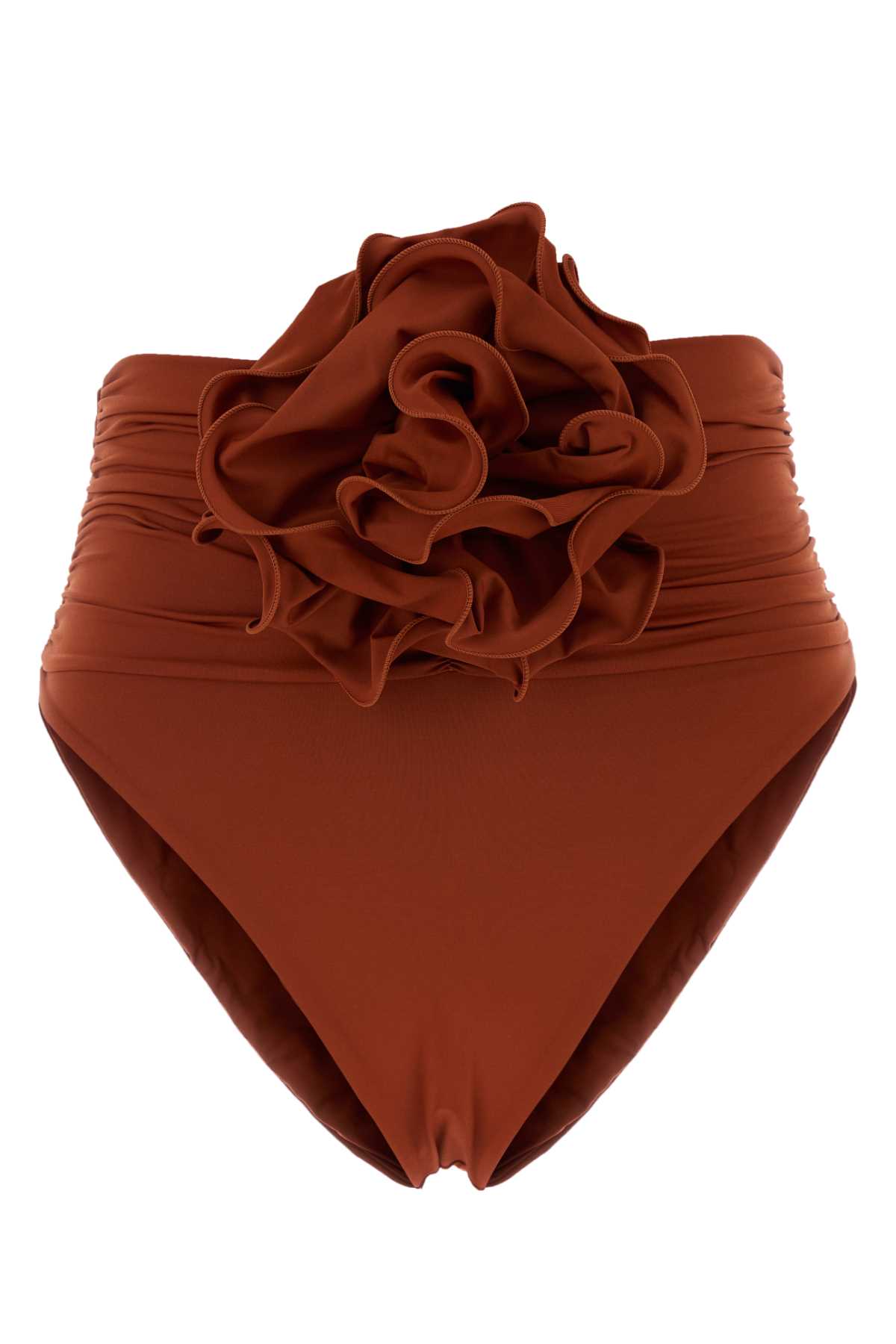 Magda Butrym Brick Stretch Nylon Bikini Bottom In Brown