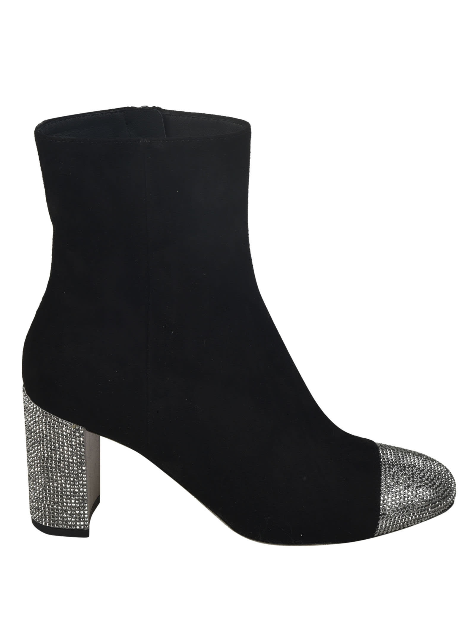 Shop René Caovilla Embellished Heel Boots In Black