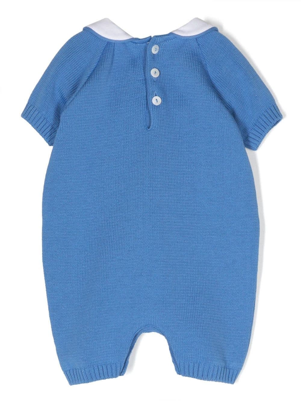 Shop Little Bear Onesie With Embroidery In Light Blue