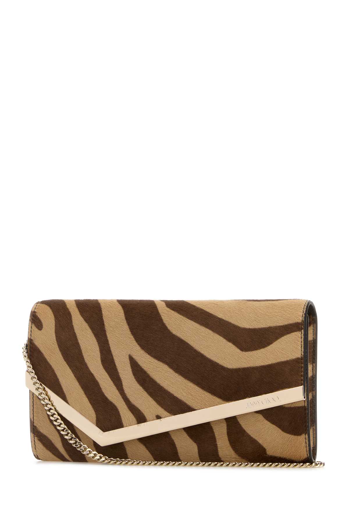 Jimmy Choo Printed Calf Hair Emmie Clutch In White