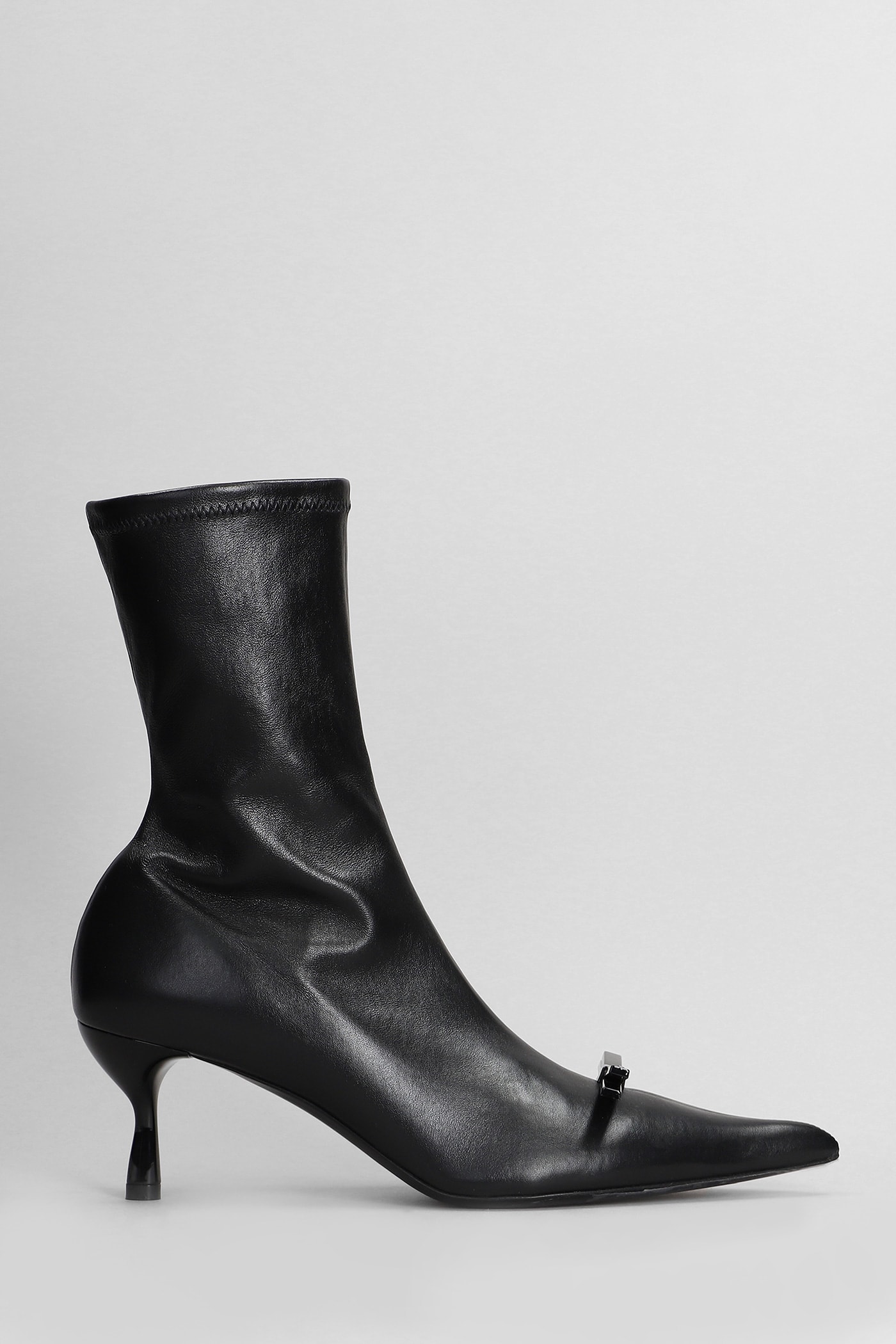 High Heels Ankle Boots In Black Leather