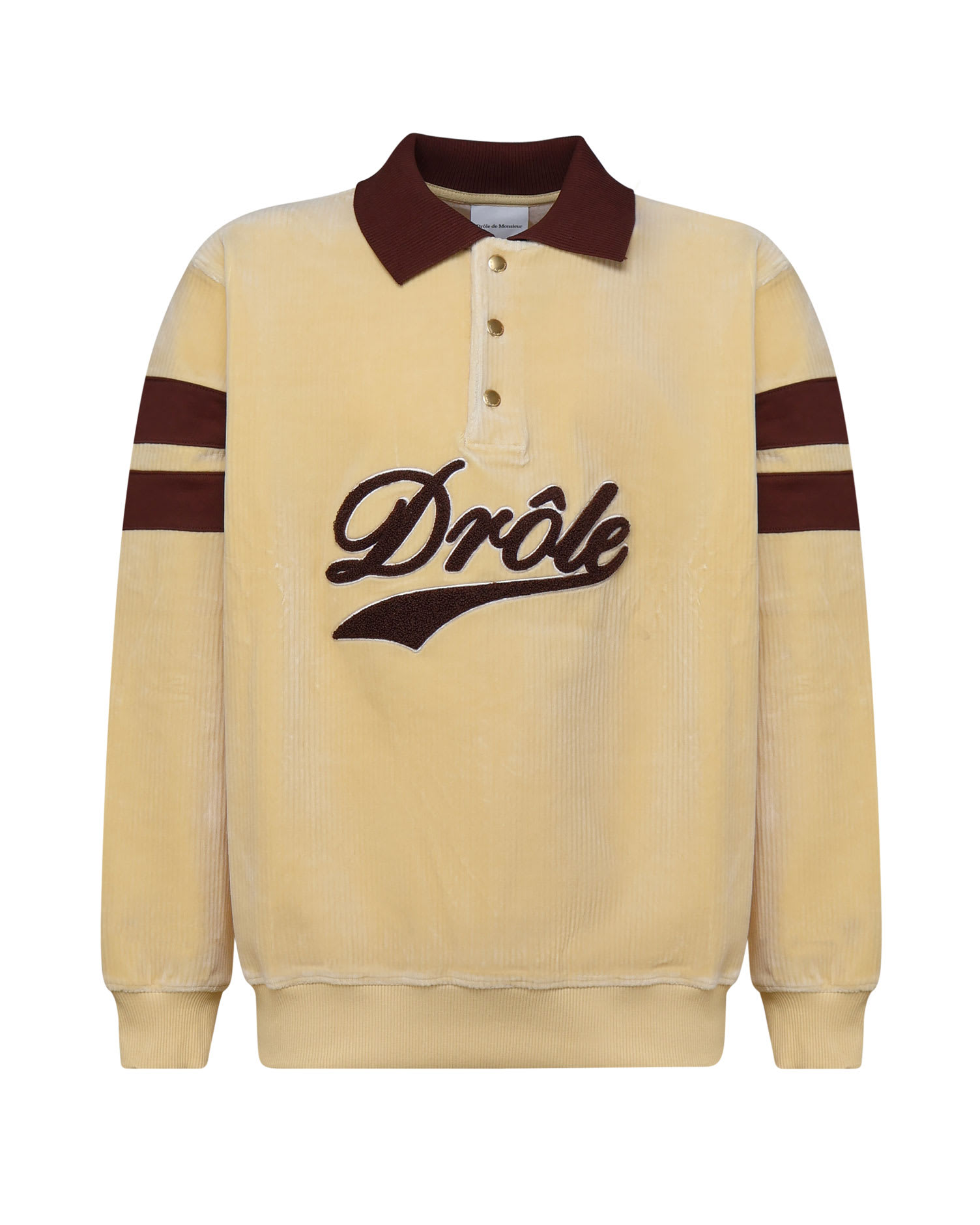 Shop Drôle De Monsieur Le Polo Drôle Velours Polosweater In Straw