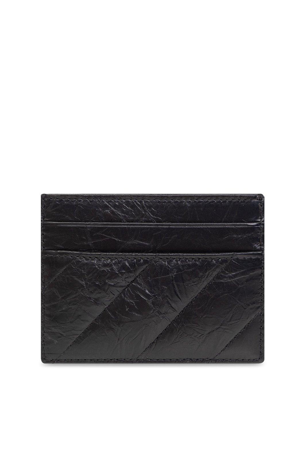 Shop Balenciaga Logo Plaque Quilted Cardholder In Black
