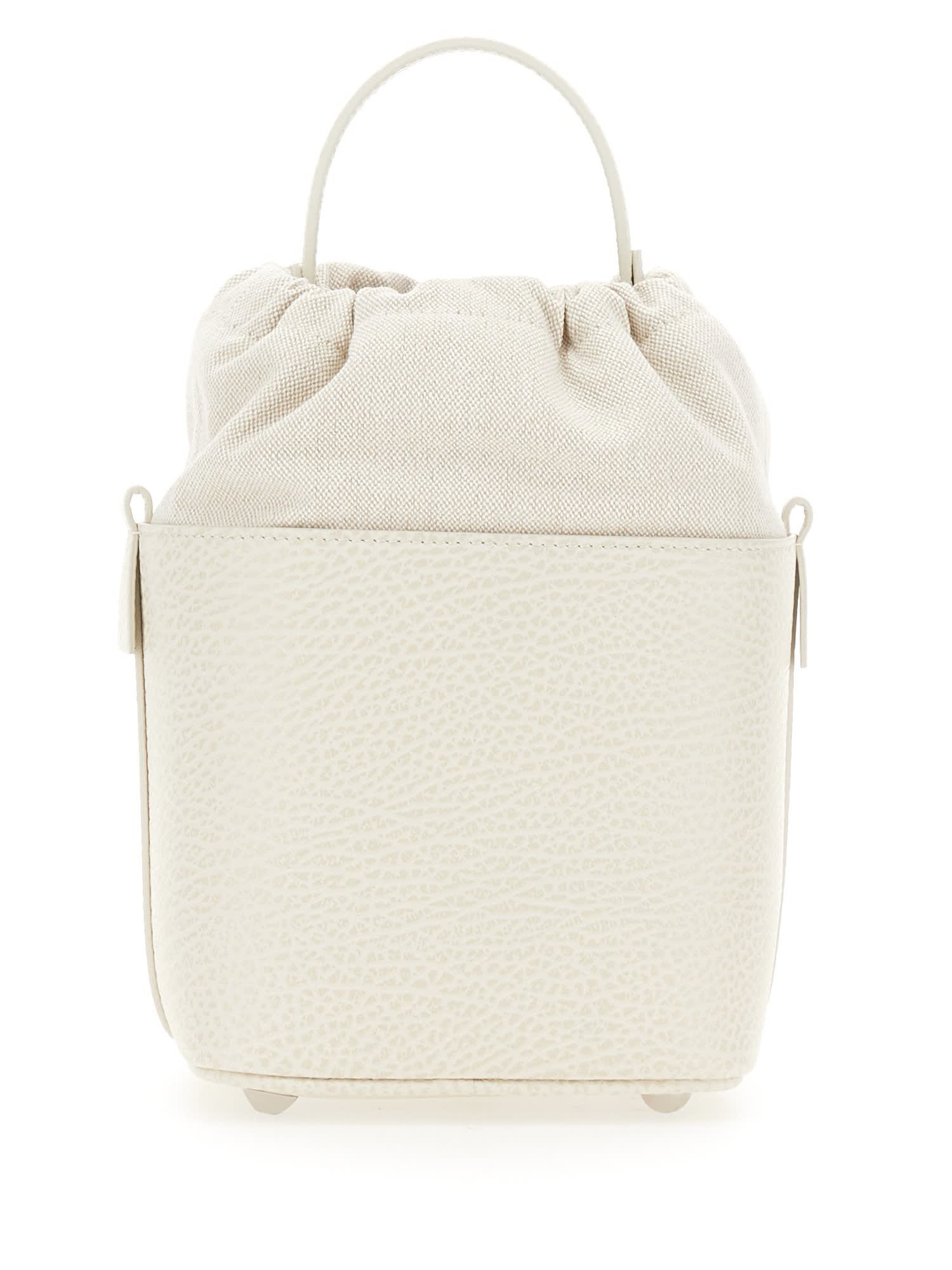 Shop Maison Margiela Bucket Bag With Logo In Greige