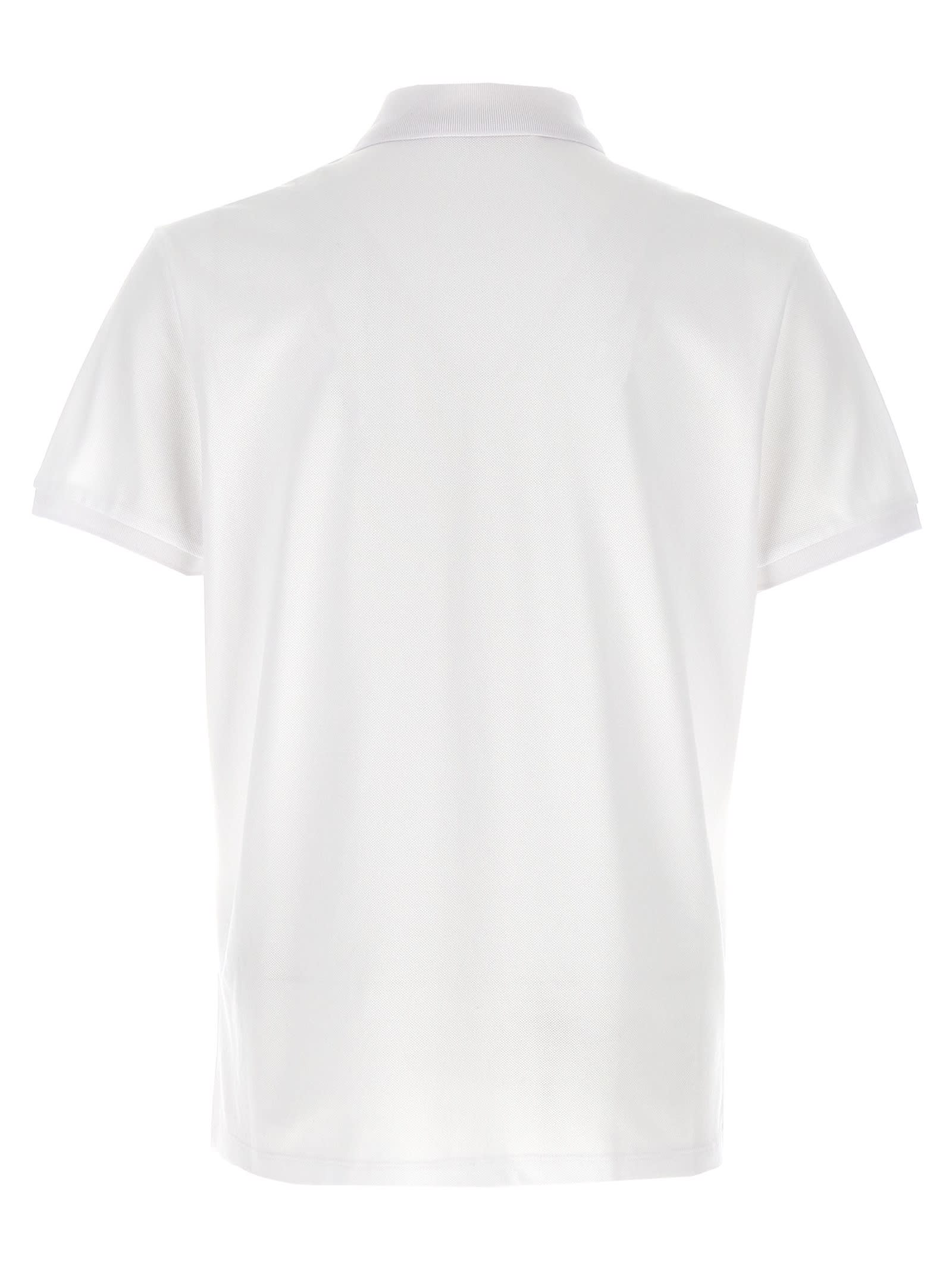 Shop Moncler Logo Patch Polo Shirt In White