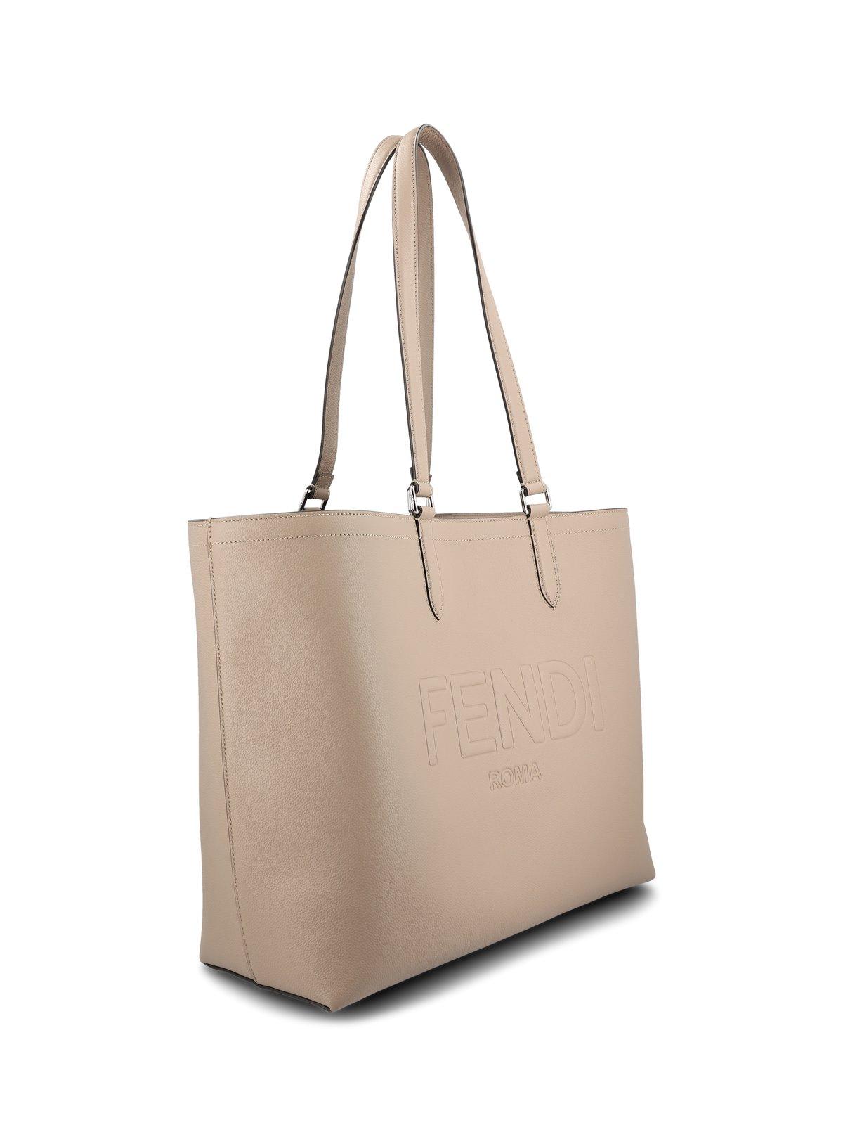 Shop Fendi Roma Logo Embossed Shopper Bag