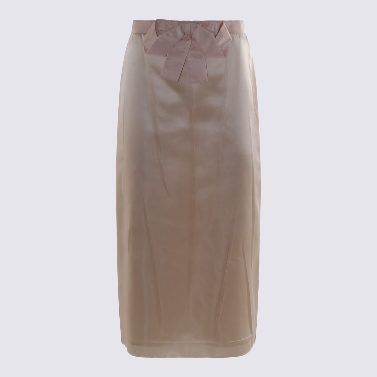 Valentino Midi Skirt With Back Slit And Bow In Brown