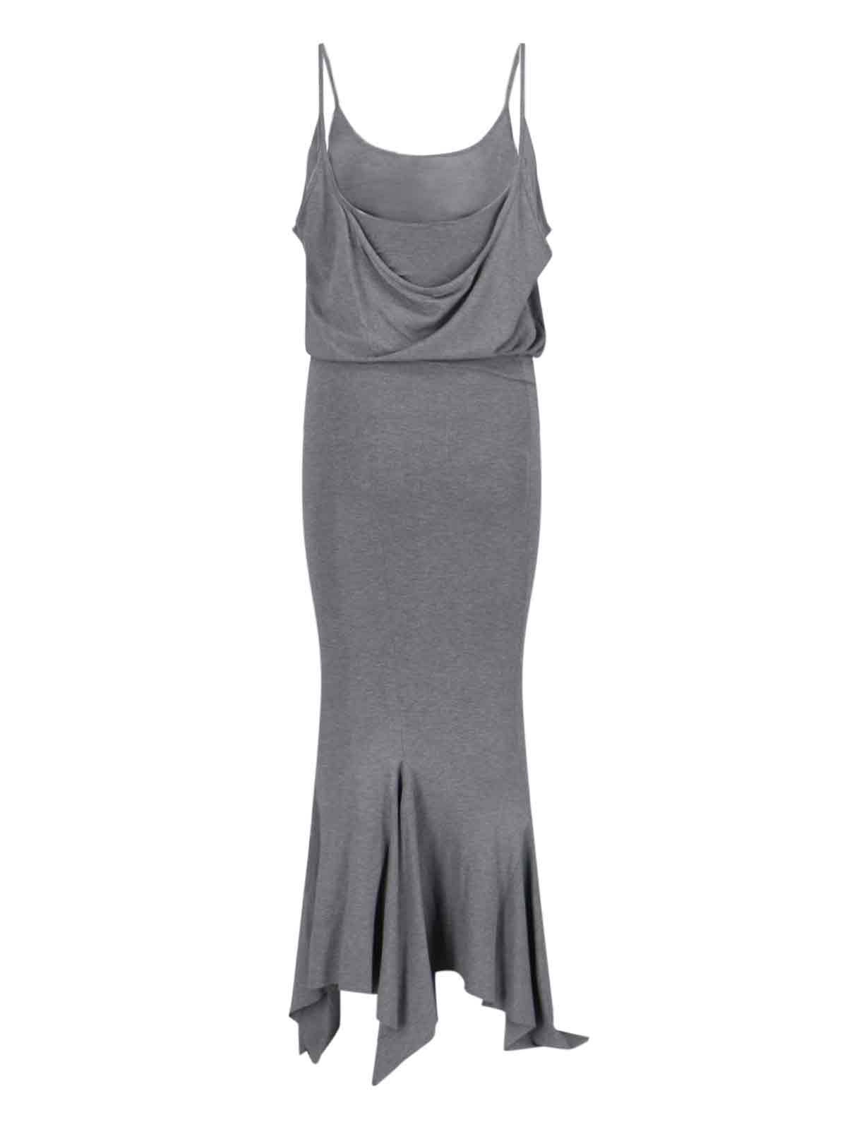 Shop Attico Asymmetrical Dress In Gray