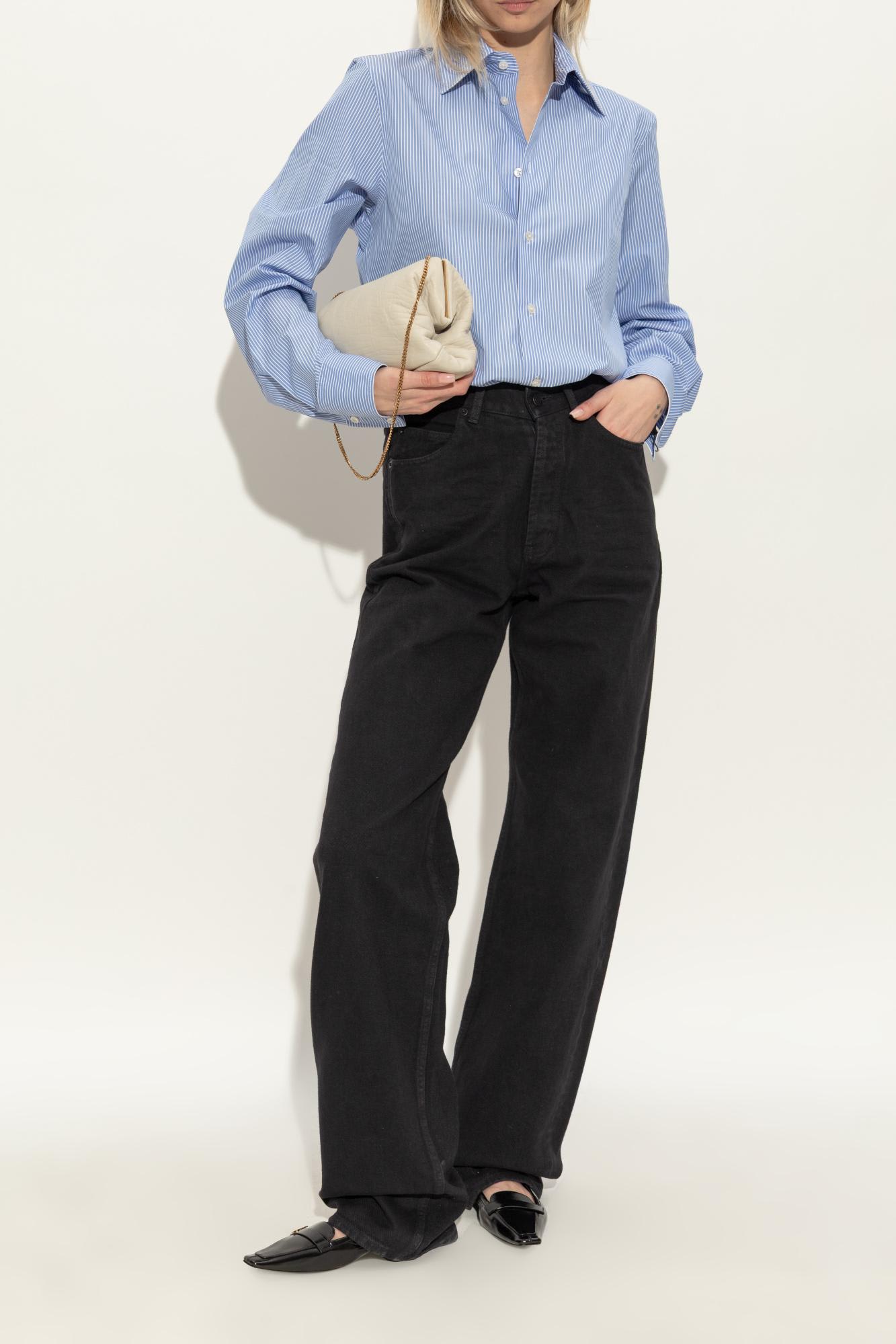 Saint Laurent Poppy Leather Ballet Flats In Black
