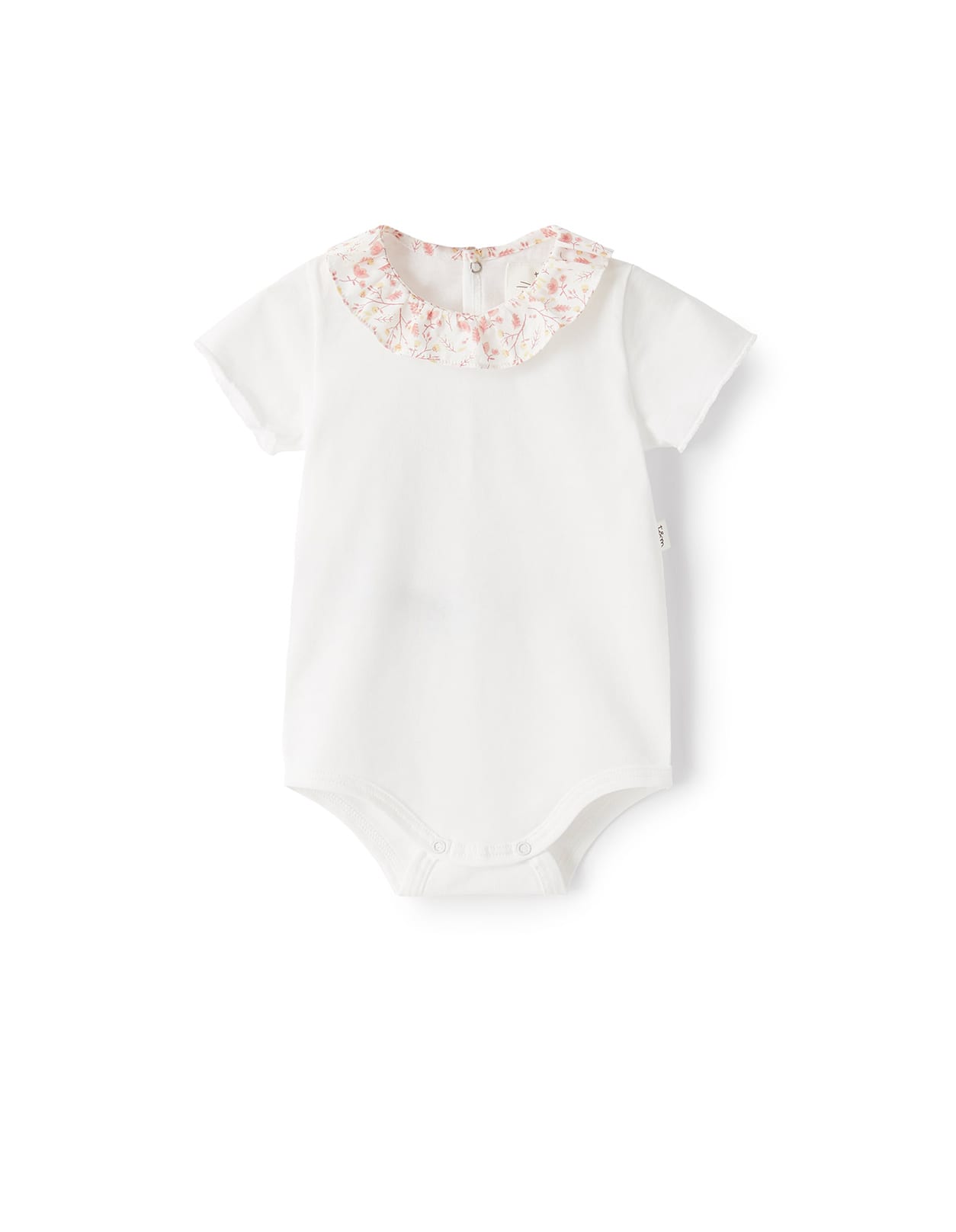 Teddy &amp; Minou Babies' White Body With Pink Flower Collar In Bianco