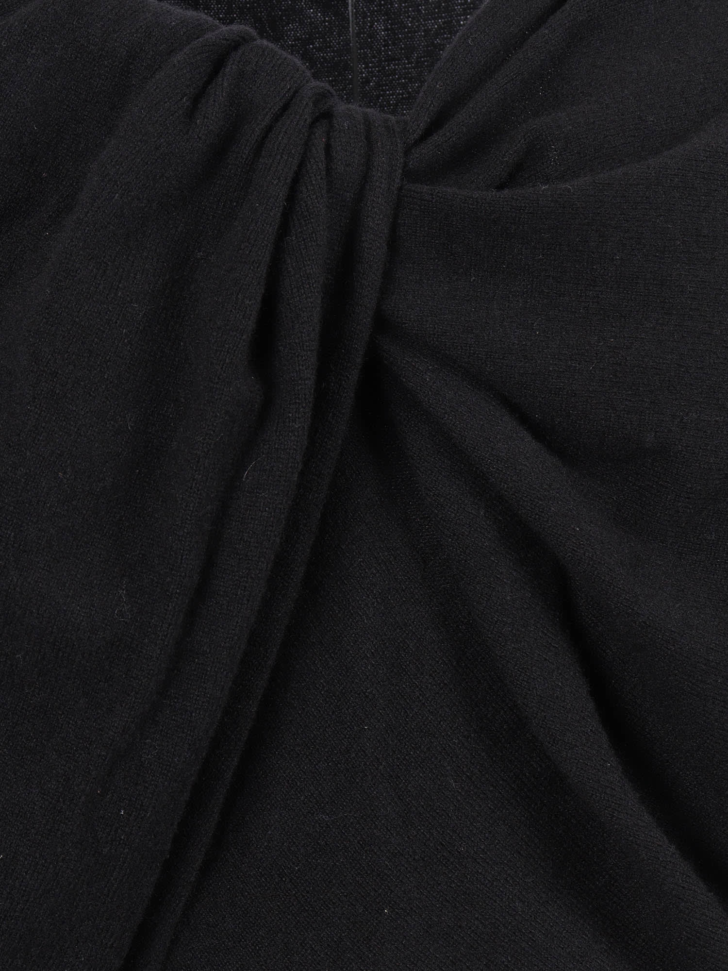 Alberta Ferretti Draped Twisted Front Top With Voluminous Sleeves In Black