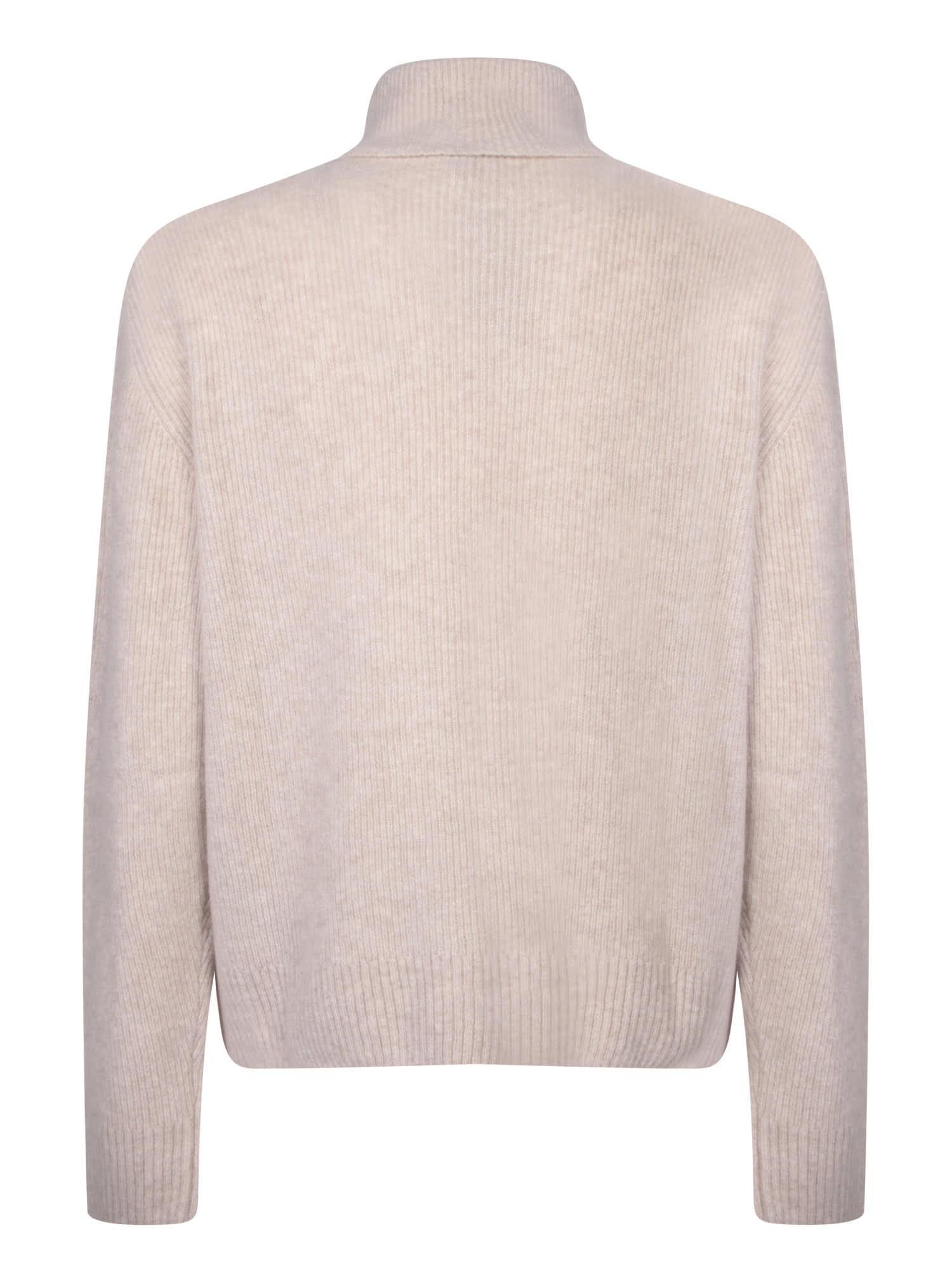 Shop Tom Ford Ivory Cashmere Silk High Neck Sweater In White