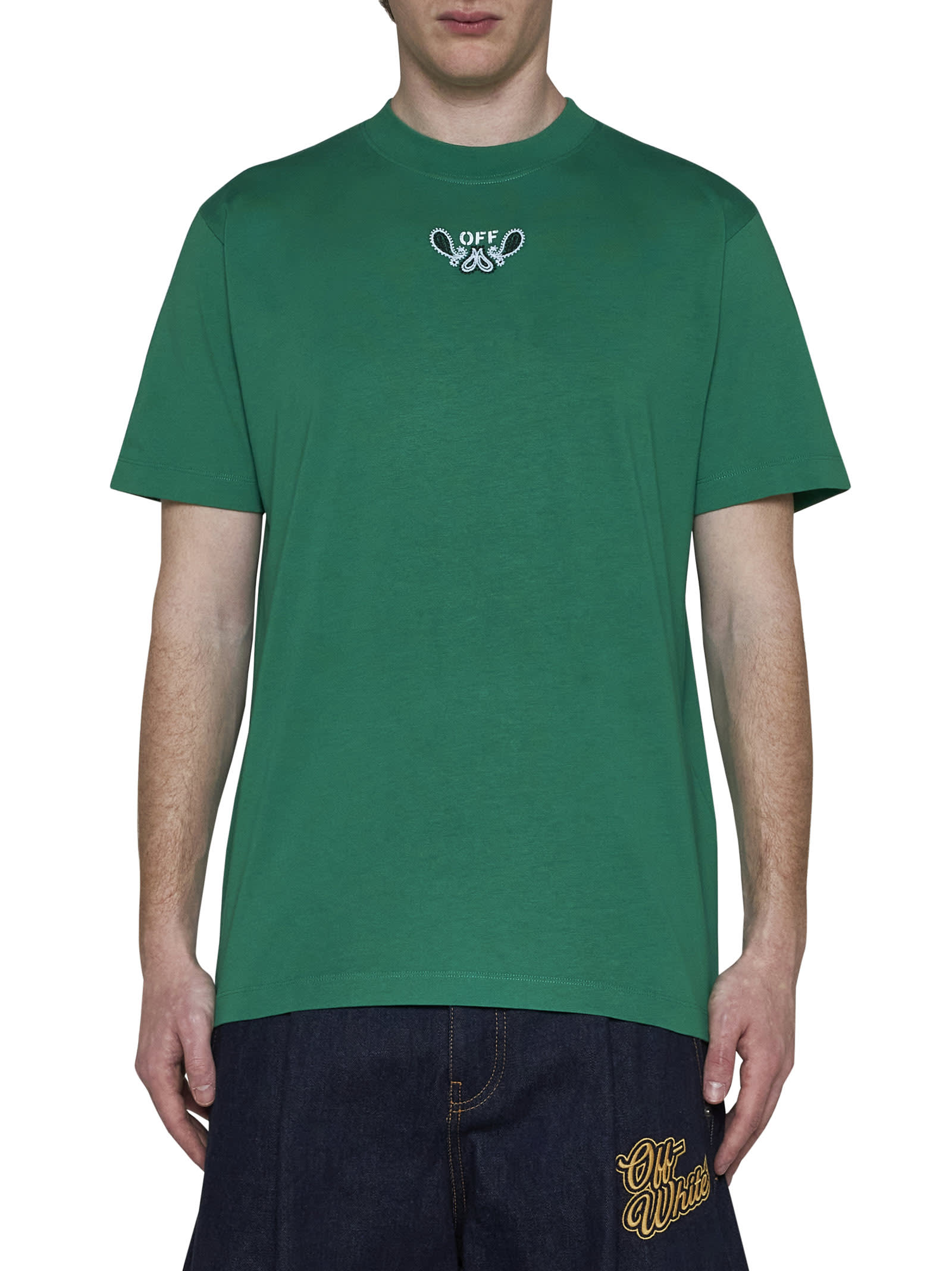 Shop Off-white T-shirt In Green White