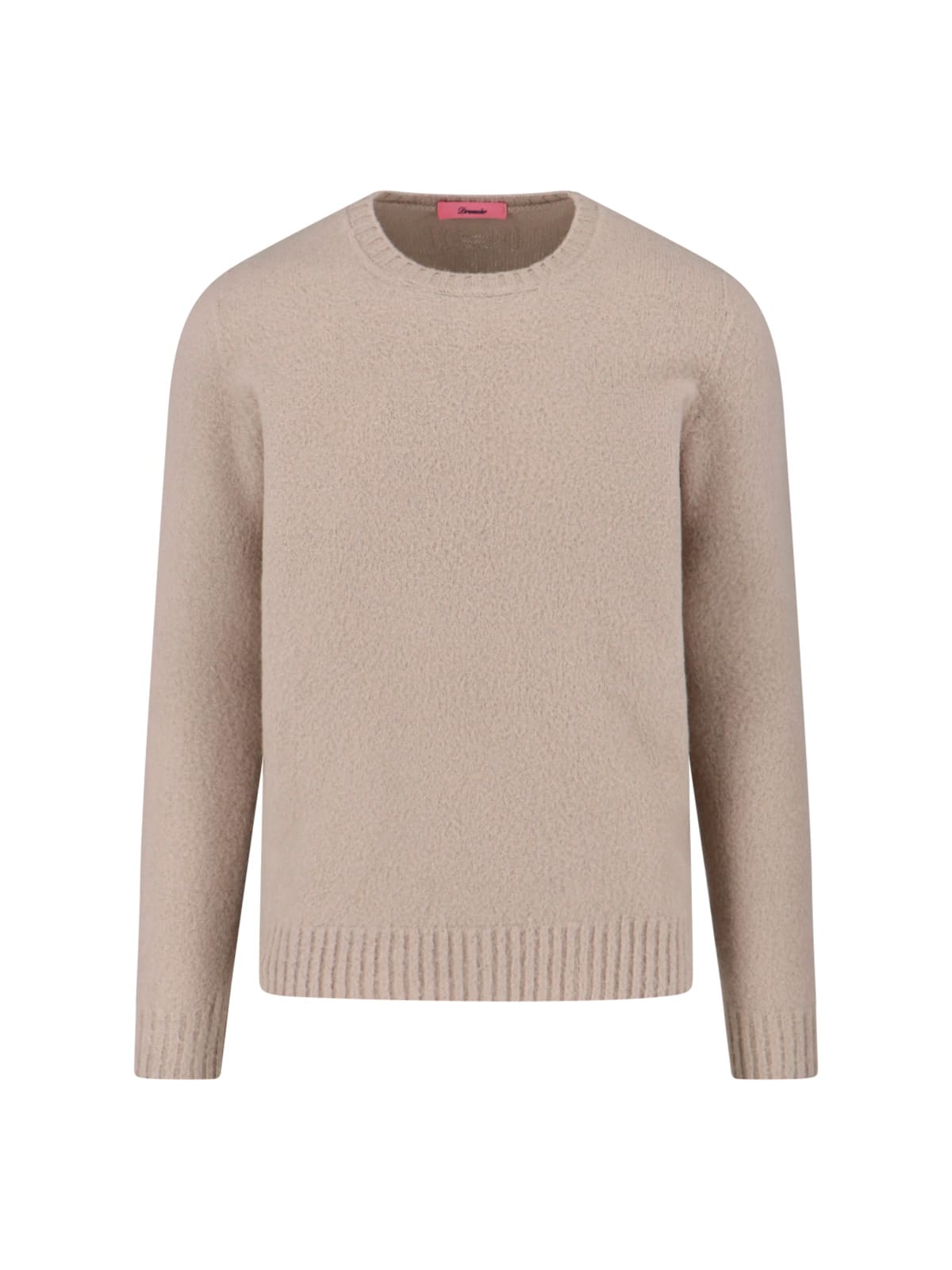 Drumohr Soft Textured Crewneck Sweater With Ribbed Cuffs In Neutral