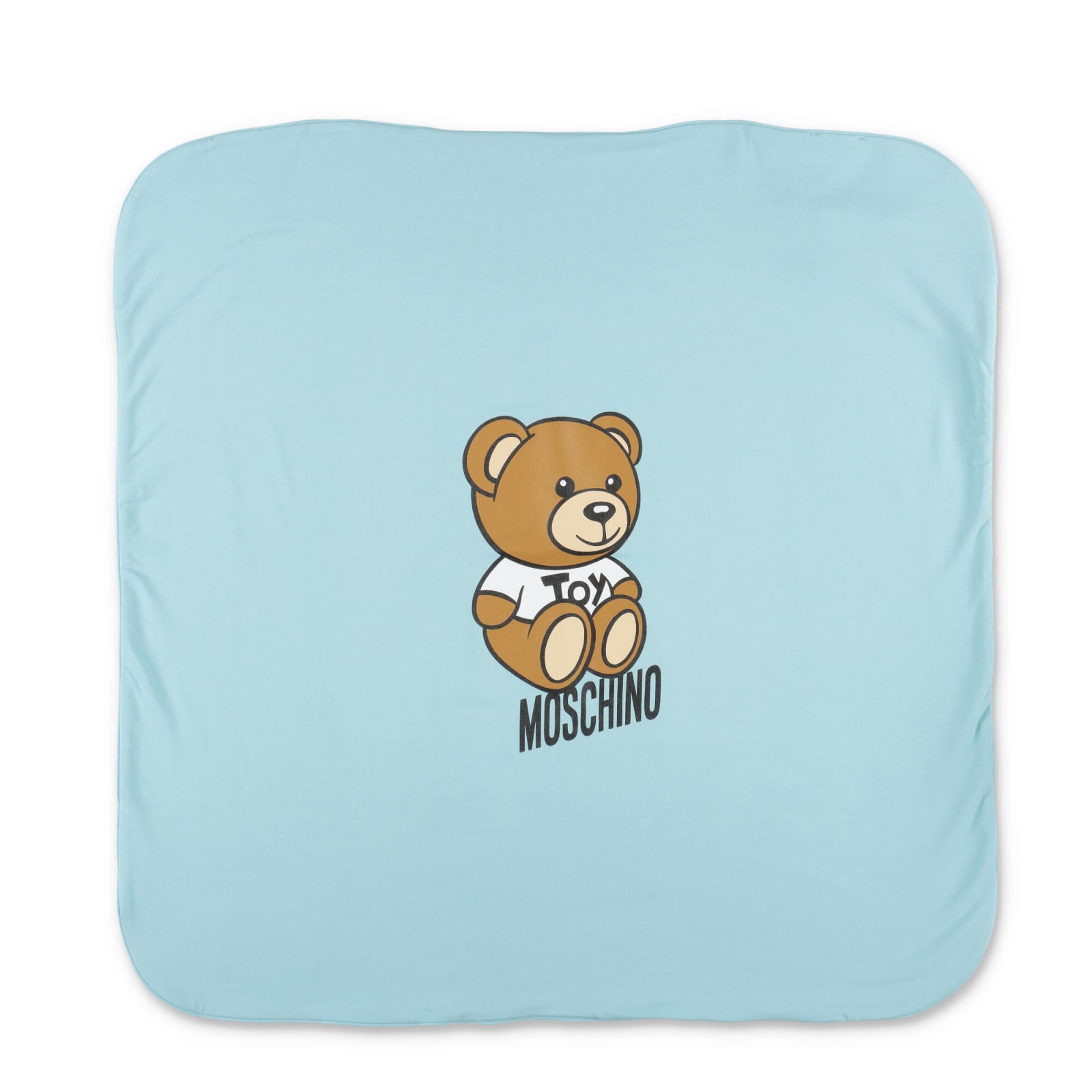 Moschino Coperta Teddy Bear Celeste In Cotone Baby Boy