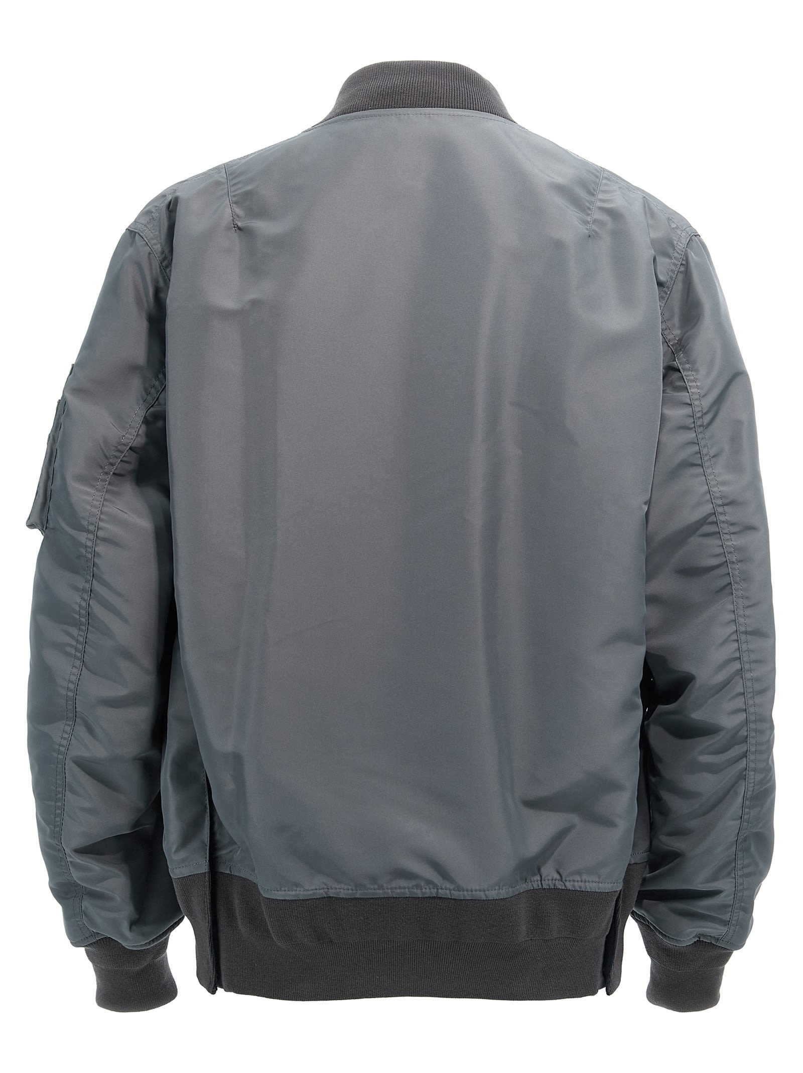 Shop Sacai Nylon Bomber Jacket In Gray