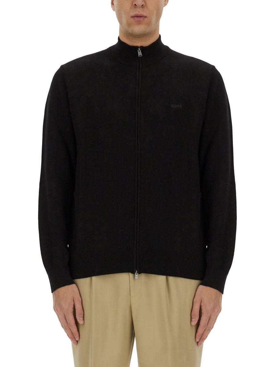 Hugo Boss Boss Shirt With Zip In Black