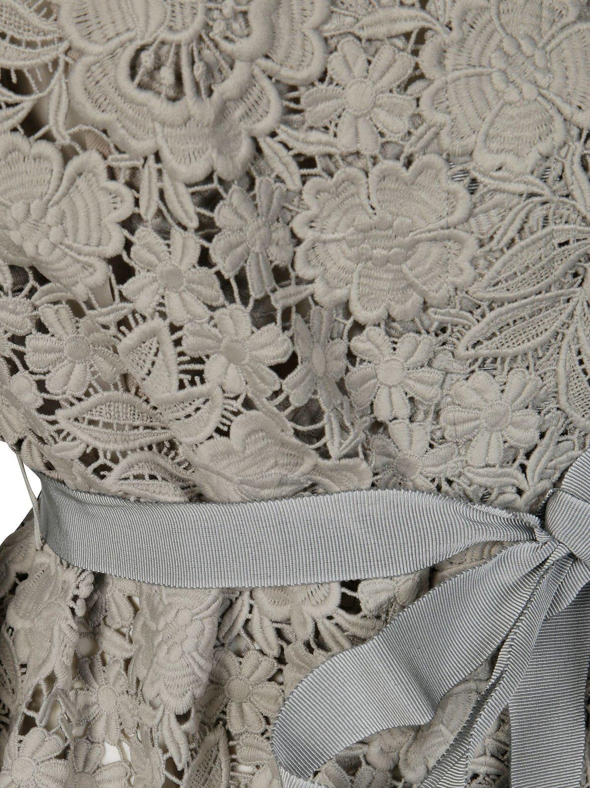 Shop P.a.r.o.s.h Lace Detailed Tie-waist Jacket In Grigio