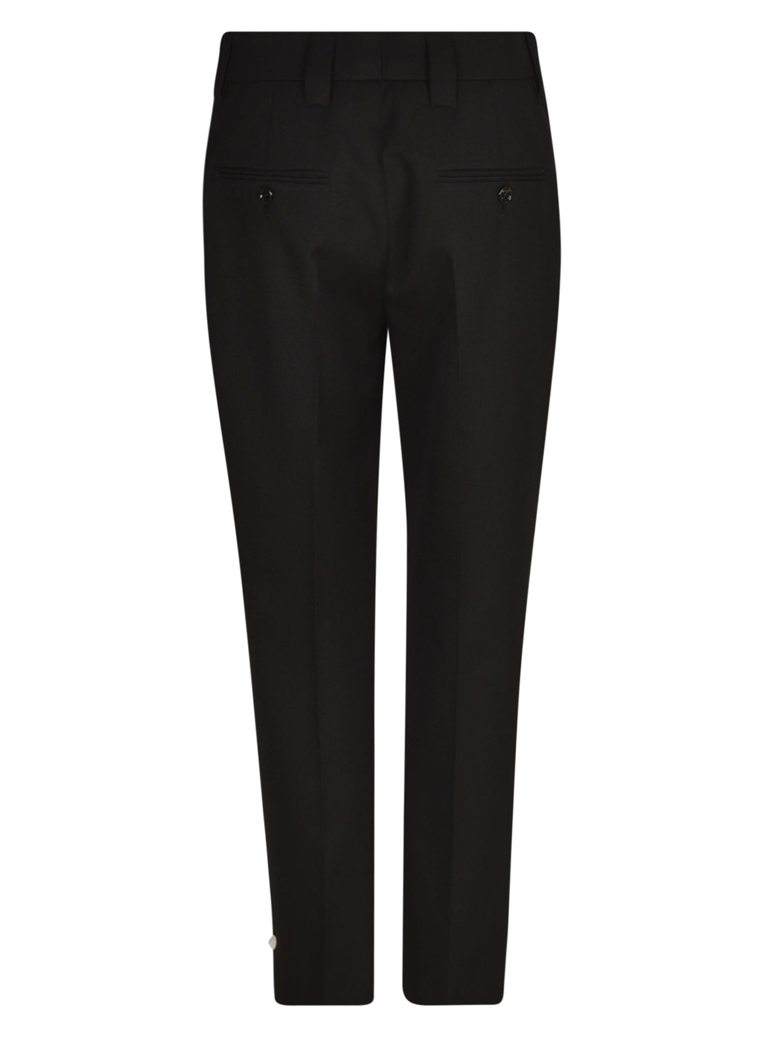 Shop Prada Side Logo Concealed Trousers In Black