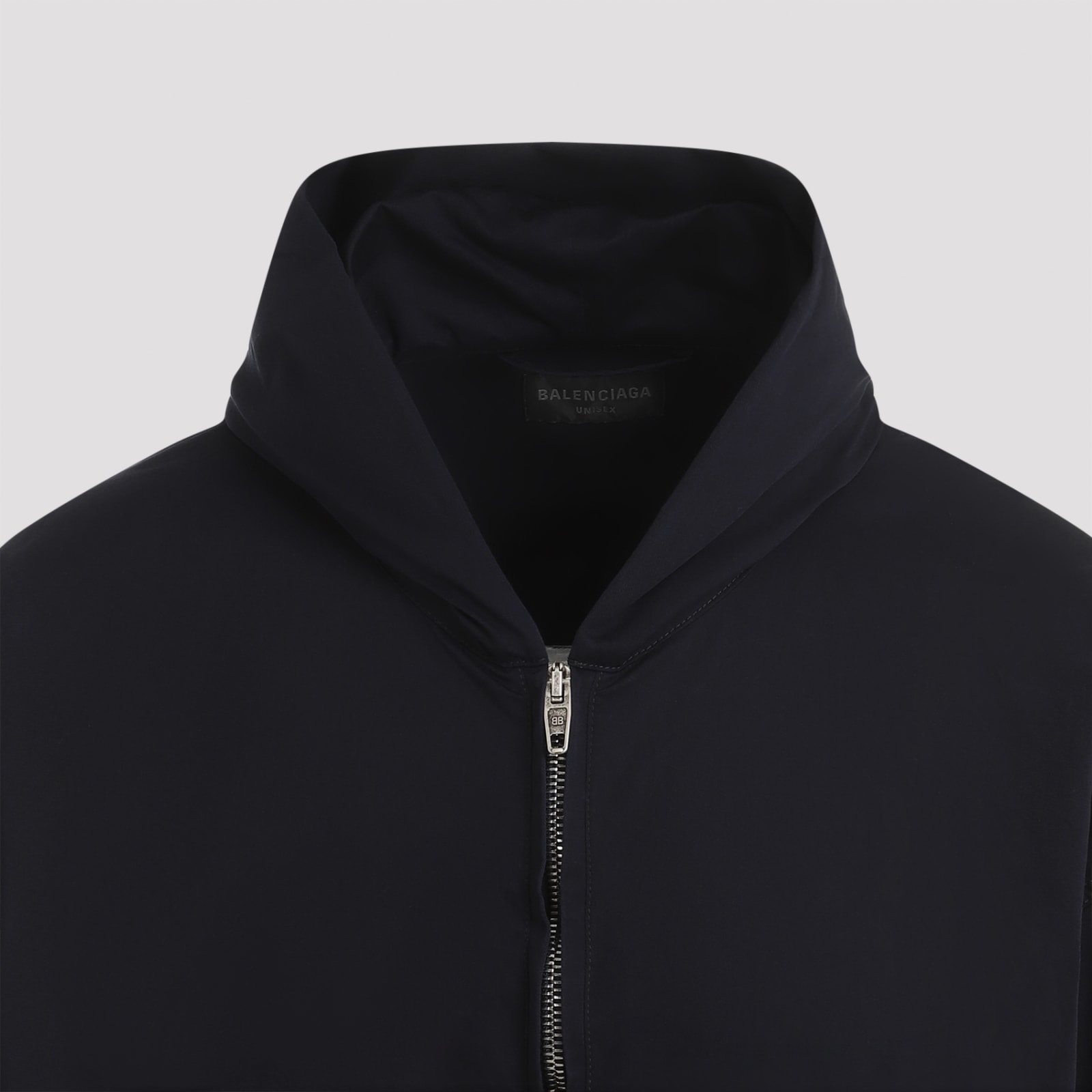 Shop Balenciaga Hooded Zip Up In Ink