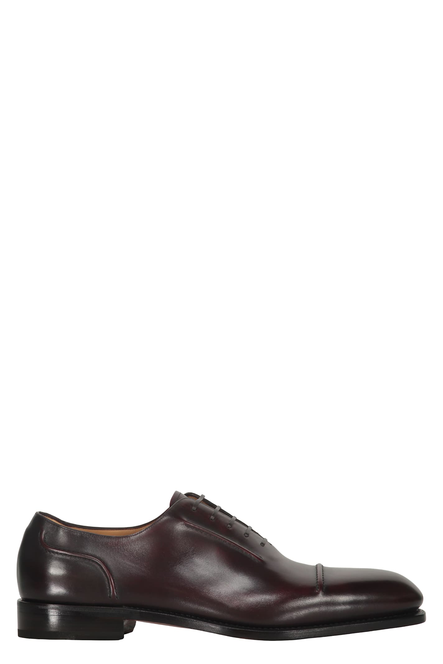 Ferragamo Leather Oxford Shoes In Brown