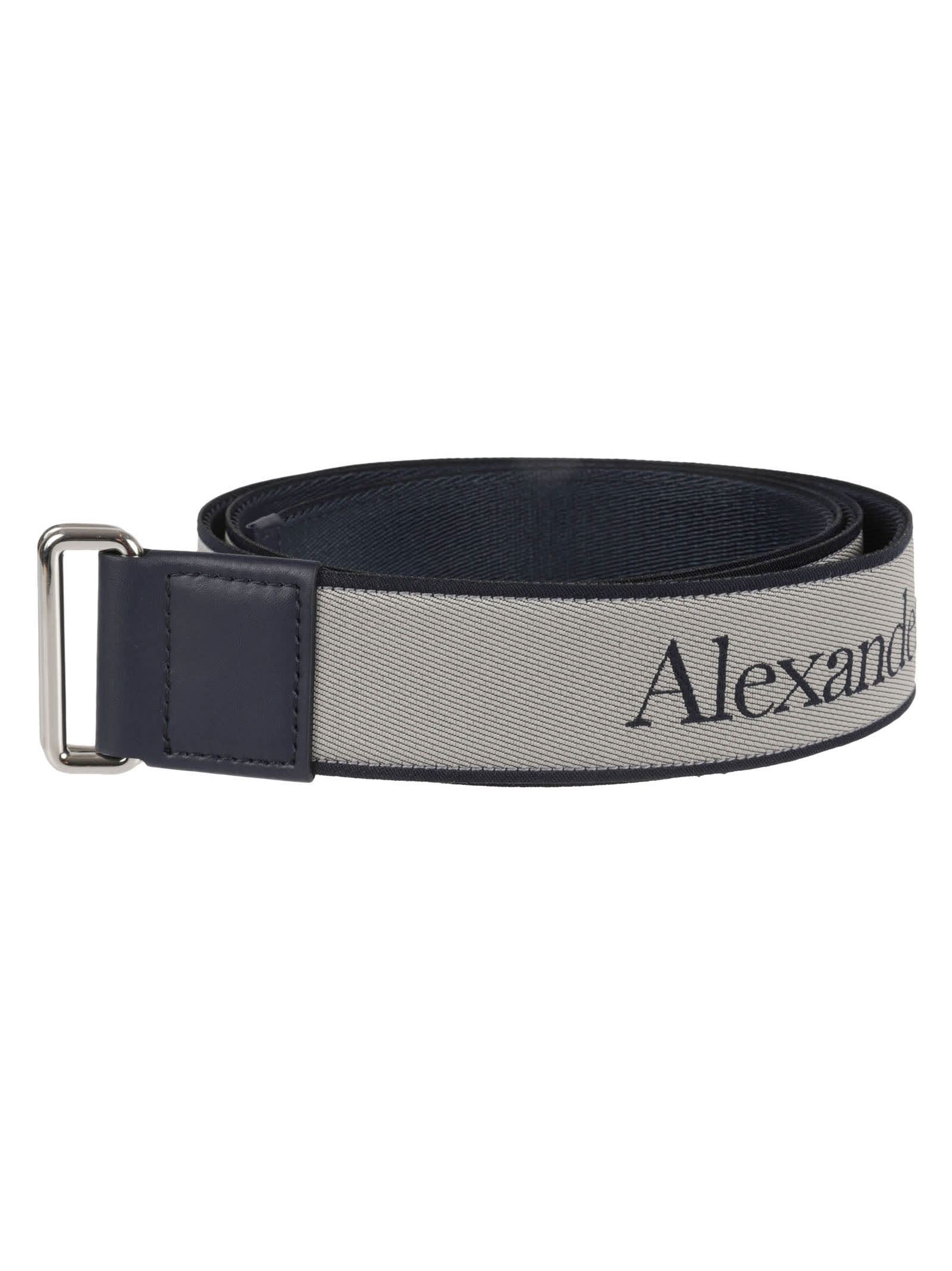 Shop Alexander Mcqueen Camera Belt In Navy/grey