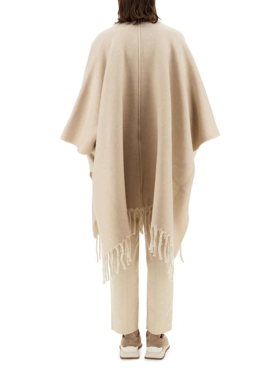 Shop Brunello Cucinelli Double Knit Wool And Cashmere Poncho In Beige